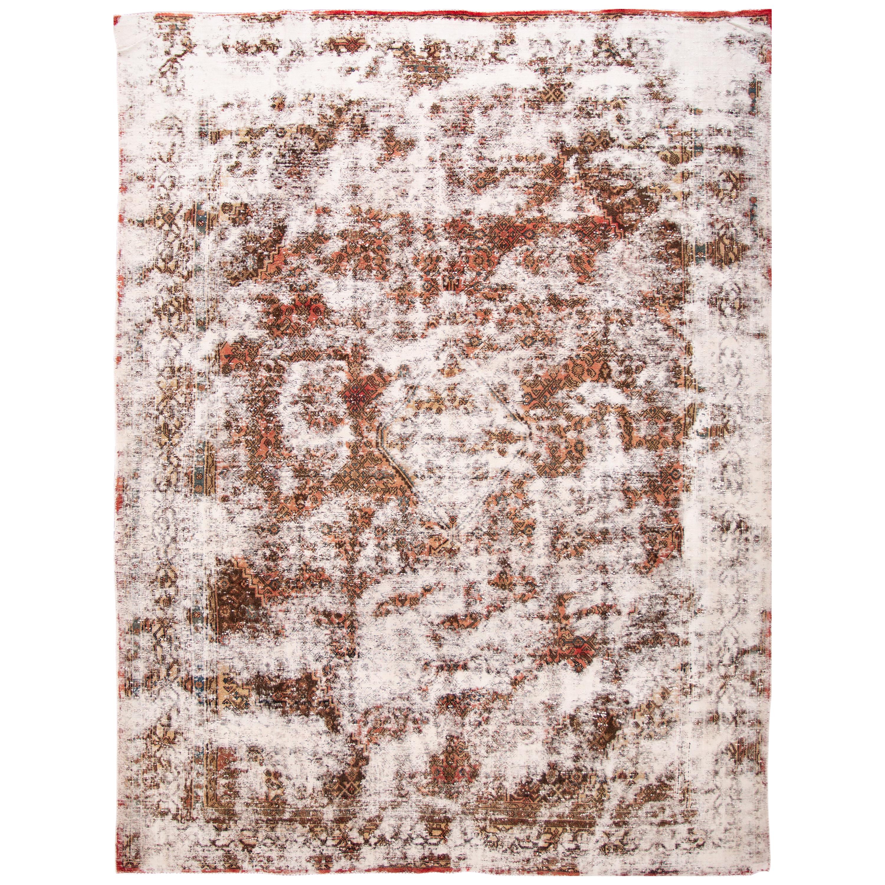 Early 20th Century Antique Distressed Wool Rug For Sale