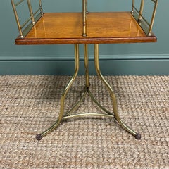 Early 20th Century Antique Edwardian Brass & Oak Revolving / Magazine Rack