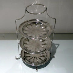 Early 20th Century Antique Edwardian Silver Plated 3-Tier Cake Stand, circa 1900