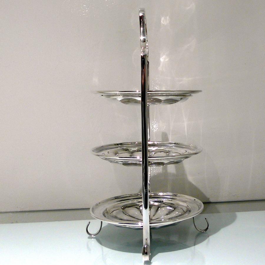 Early 20th Century Antique Edwardian Silver Plated 3-Tier Cake Stand, circa 1900 2