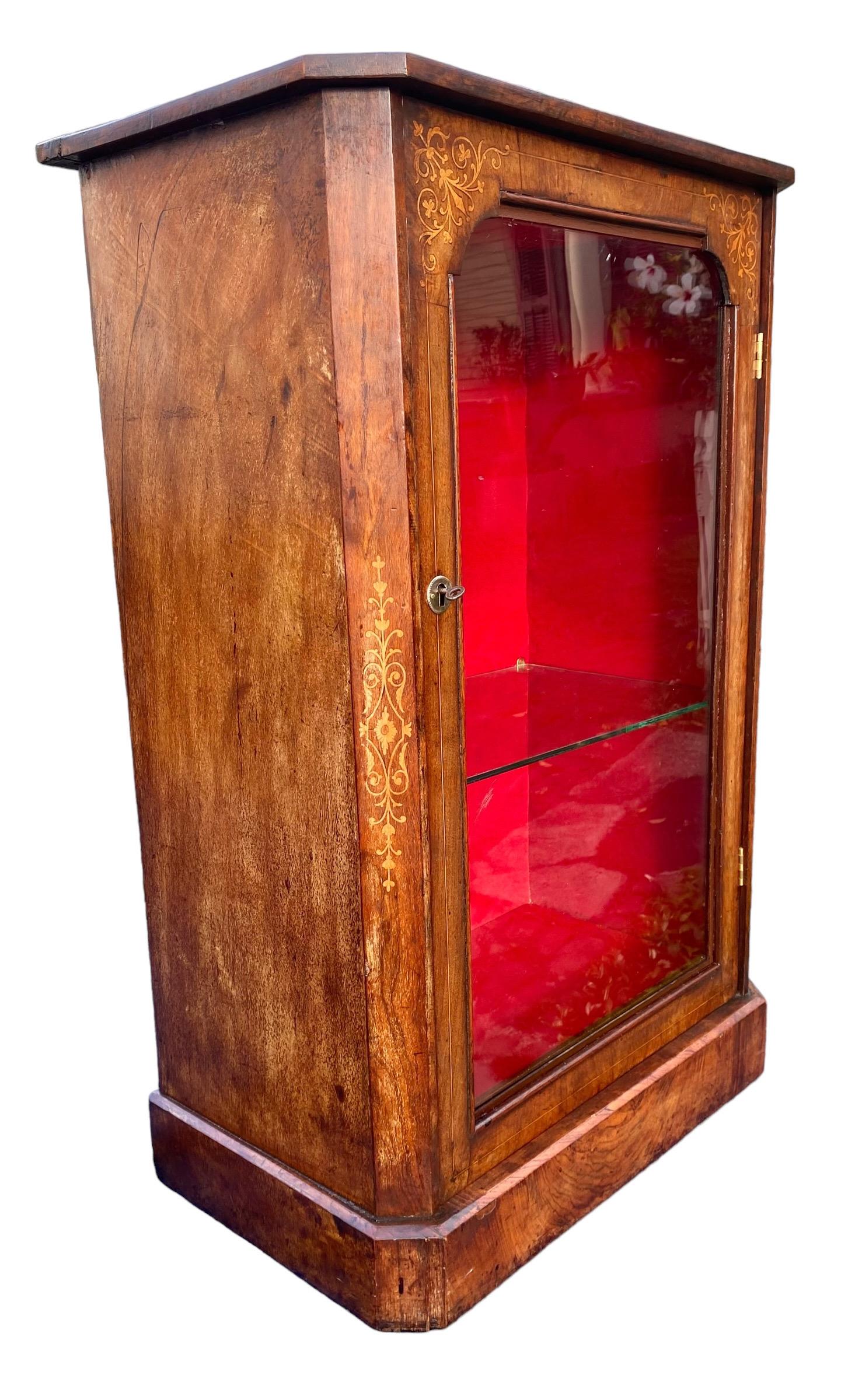 Early 20th Century Antique Edwardian Walnut and Marquetry Pier Cabinet For Sale 8