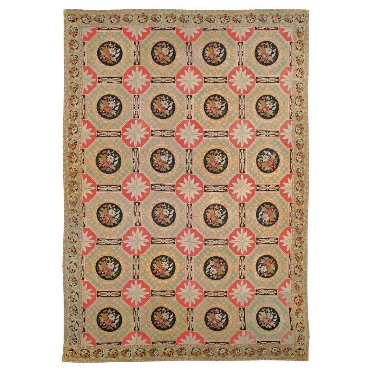 Early 20th Century Antique English Needlepoint Large Carpet