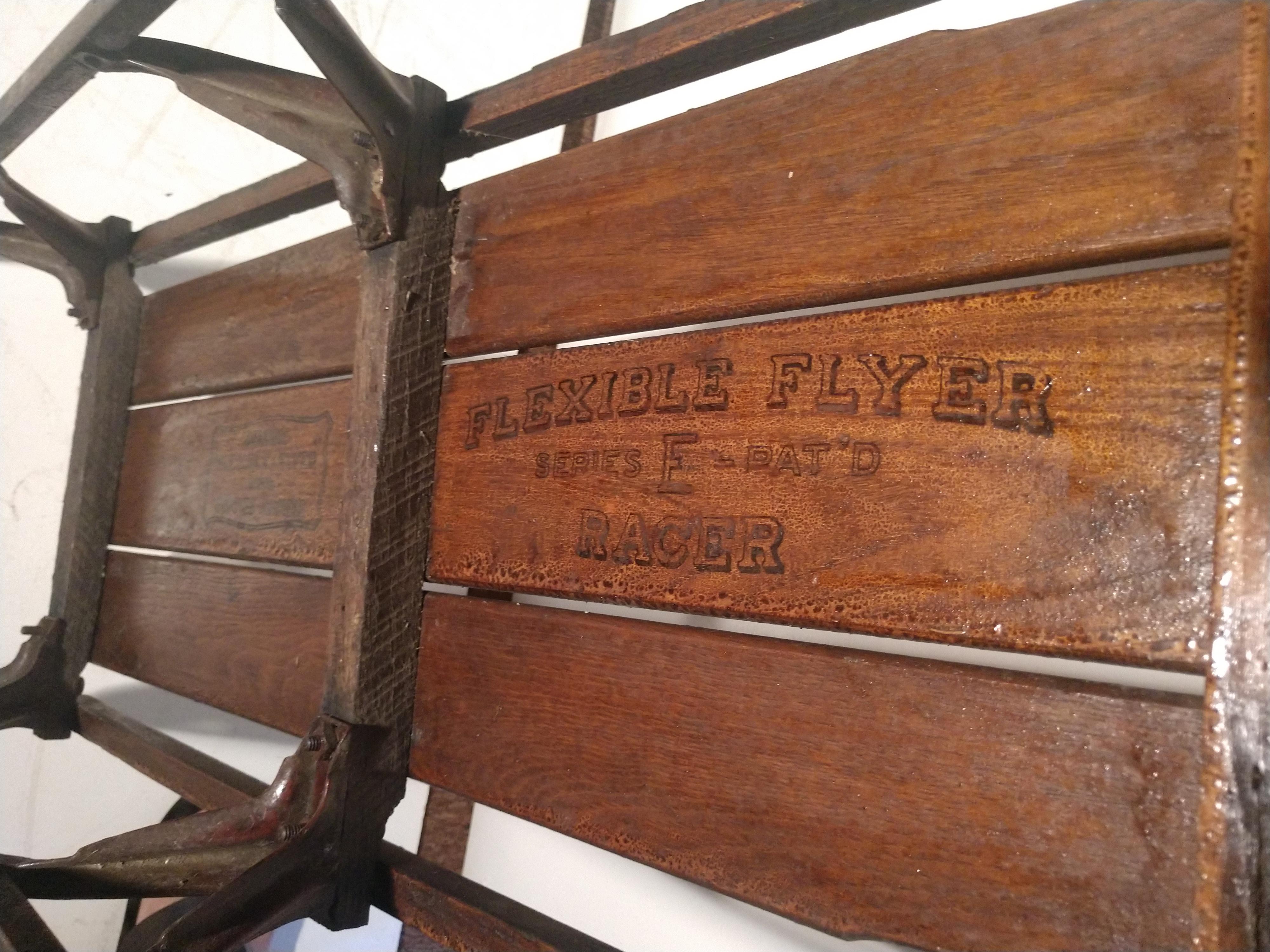 Hand-Painted Early 20th Century Large Antiques Flexible Flyer Sled