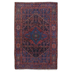 Early 20th Century Antique Floral and Geometric Design Hand Woven Wool Carpet