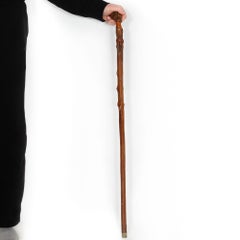 Early 20th Century Antique Folk Art Carved Walking Stick Whistle Cane
