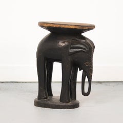 Early 20th Century Antique Folk Art Colonial Elephant Side Table / Pedestal