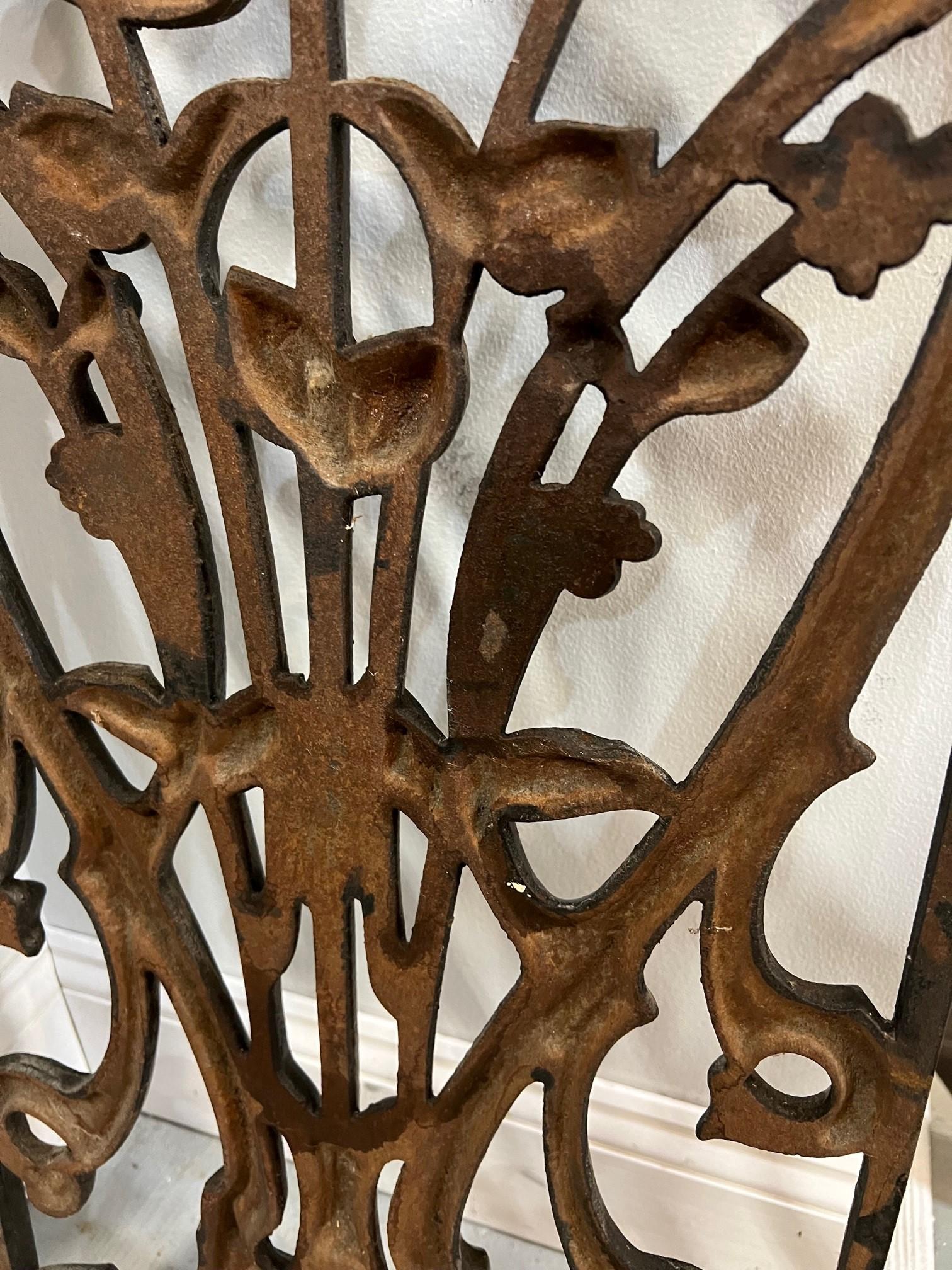 Early 20th Century Antique French Art Nouveau Iron Panel from Paris France For Sale 9
