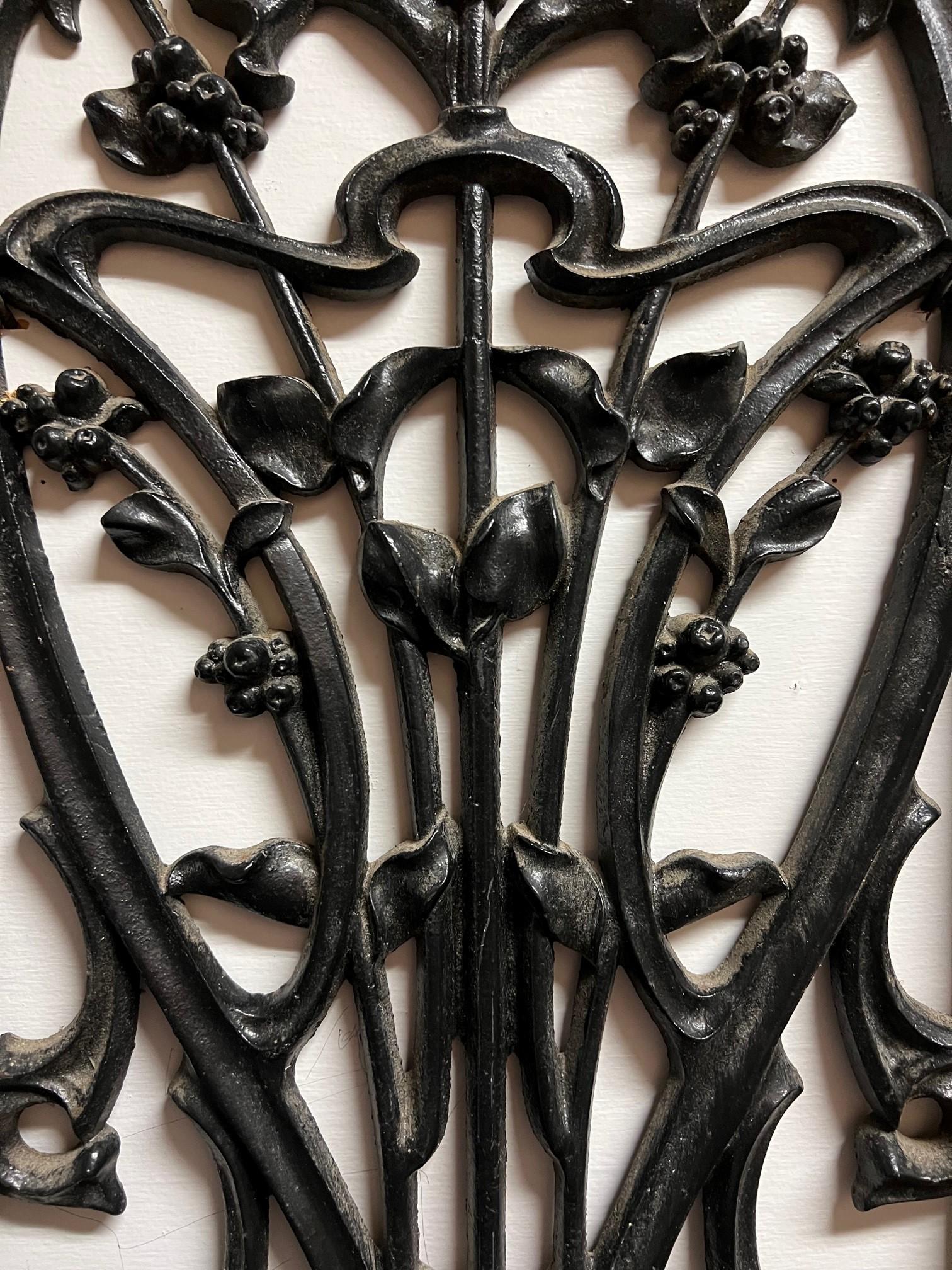 Early 20th Century Antique French Art Nouveau Iron Panel from Paris France In Good Condition For Sale In Stamford, CT