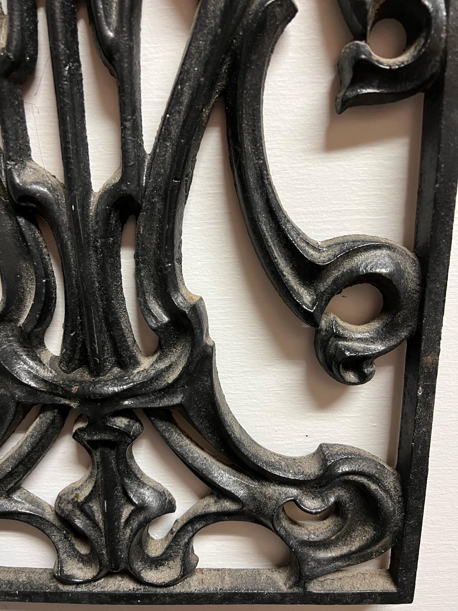 Early 20th Century Antique French Art Nouveau Iron Panel from Paris France For Sale 3