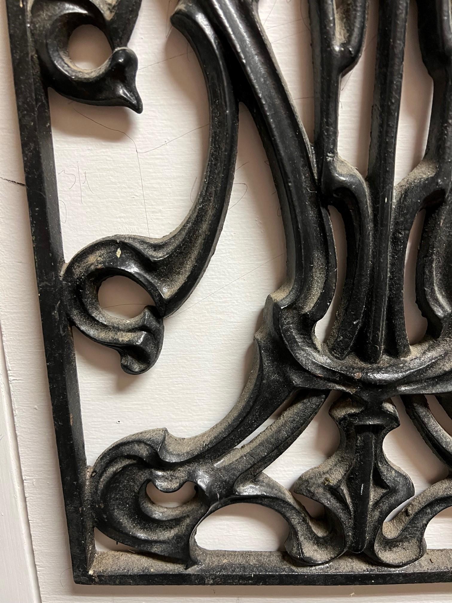 Early 20th Century Antique French Art Nouveau Iron Panel from Paris France For Sale 5