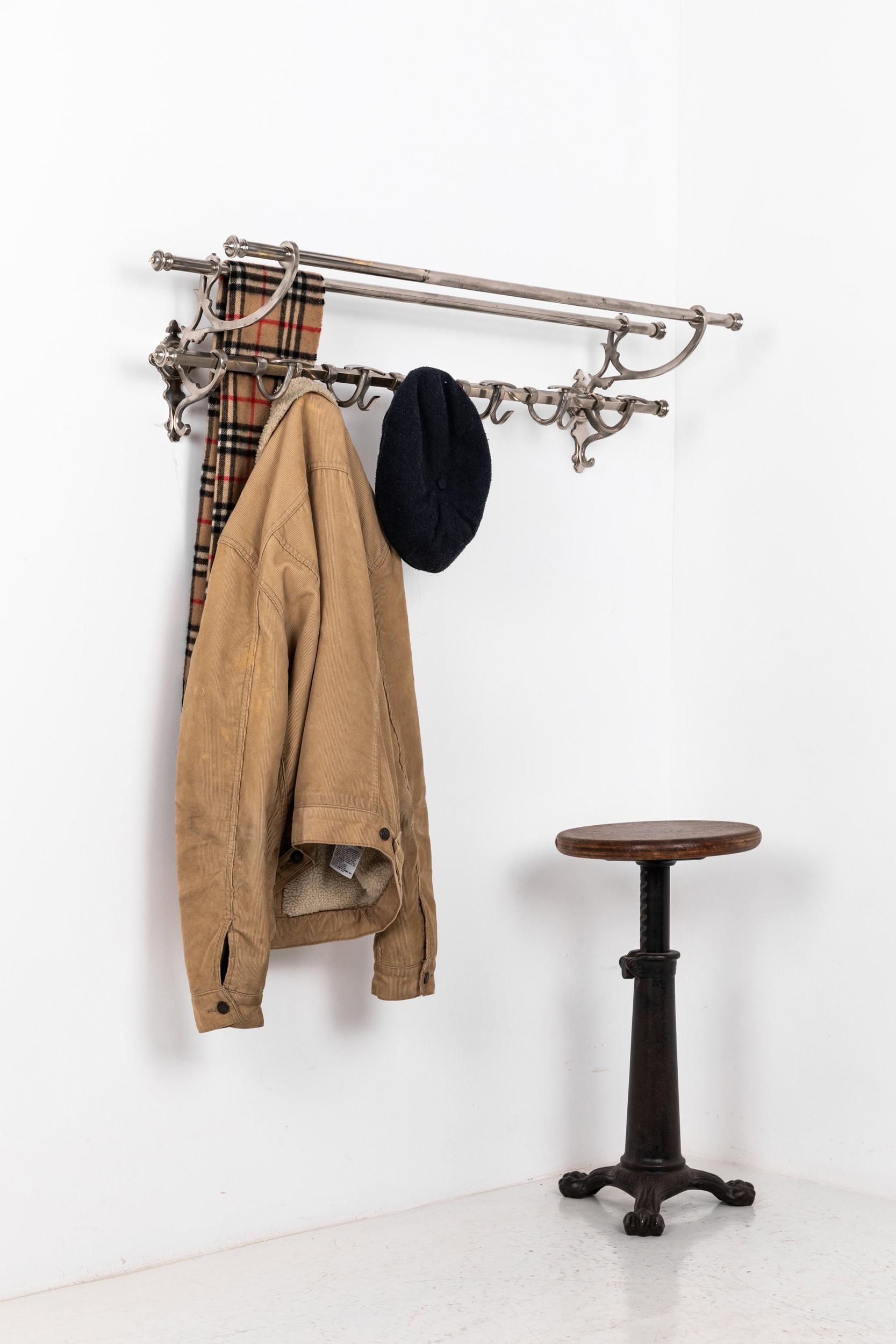 Early 20th Century Antique French Nickel Plated Brass Hat & Coat Rack. c.1930 2
