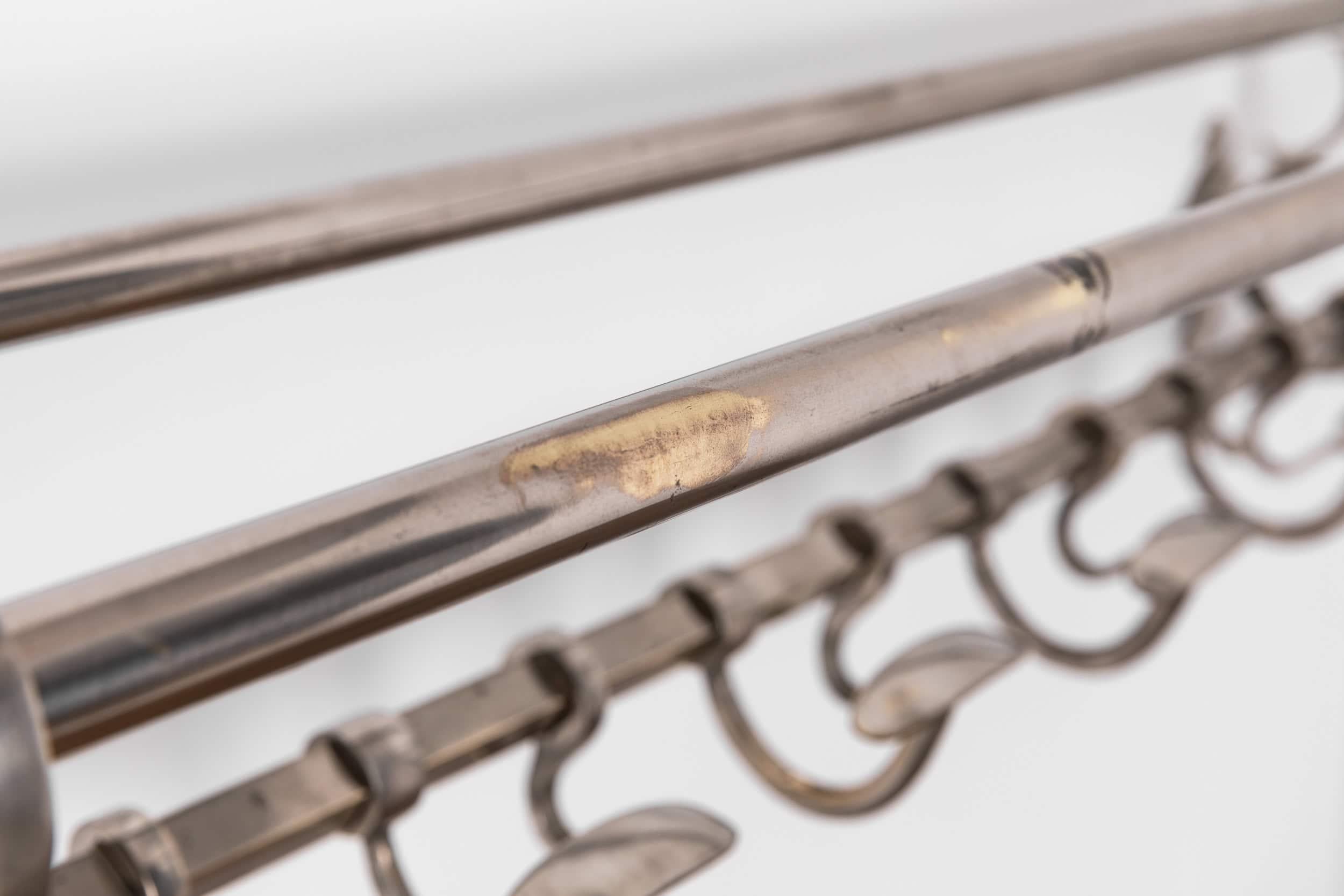 Early 20th Century Antique French Nickel Plated Brass Hat & Coat Rack. c.1930 3