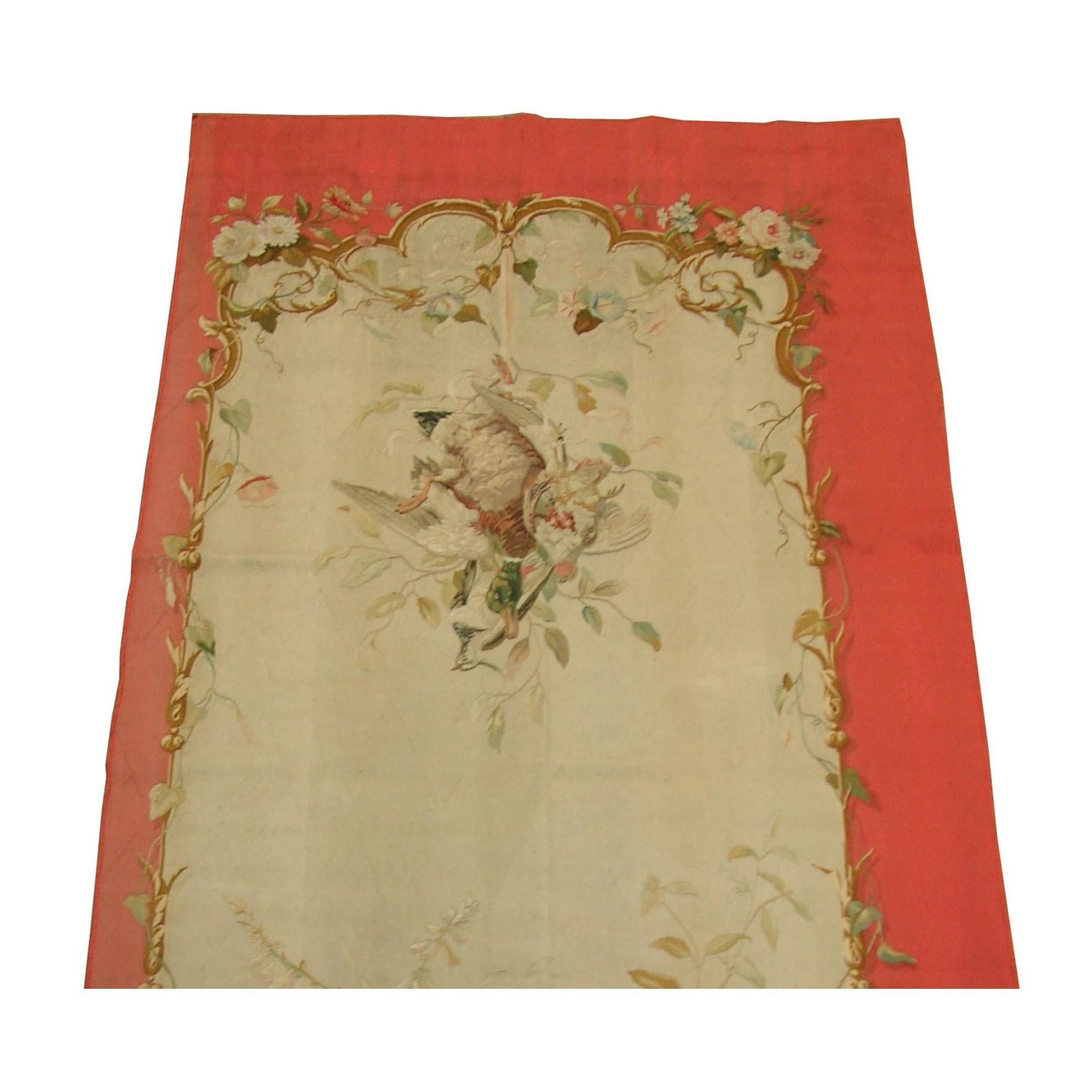 Victorian Early 20th Century Antique French Tapestry 1X4.4 For Sale