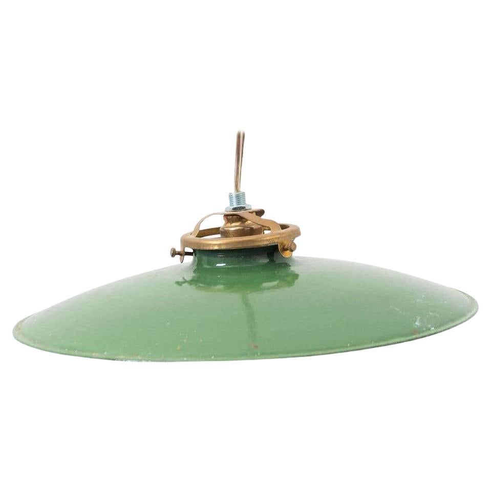 Early 20th Century Antique Green Lacquered Metal Ceiling Lamp For Sale