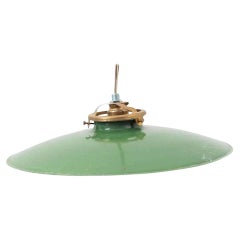 Early 20th Century Antique Green Lacquered Metal Ceiling Lamp – France