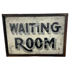 Early  Antiquités du 20e siècle  Panneau « WAITING ROOM » peint à la main...