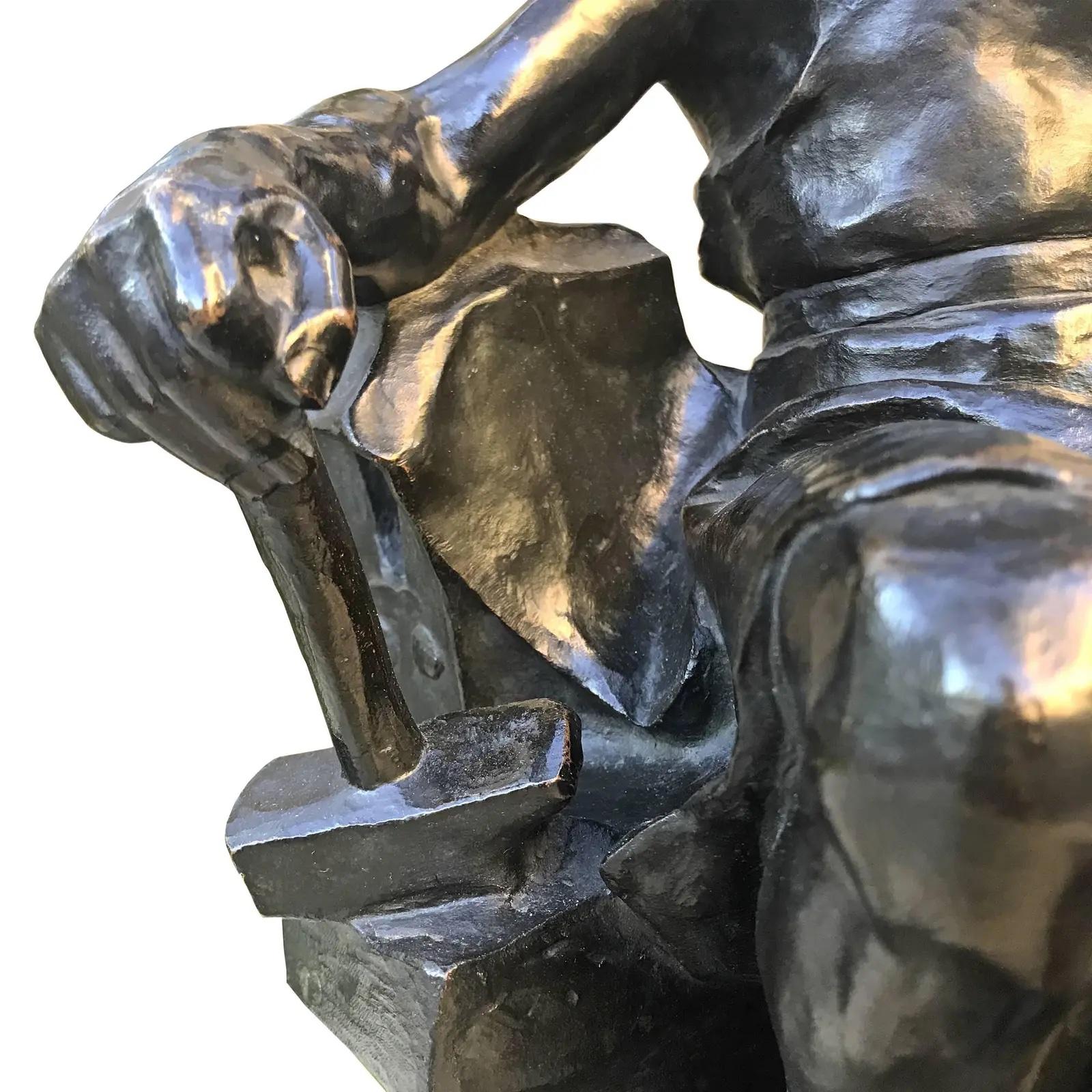Début du 20ème siècle Sculpture en bronze ancienne Hans Müller 