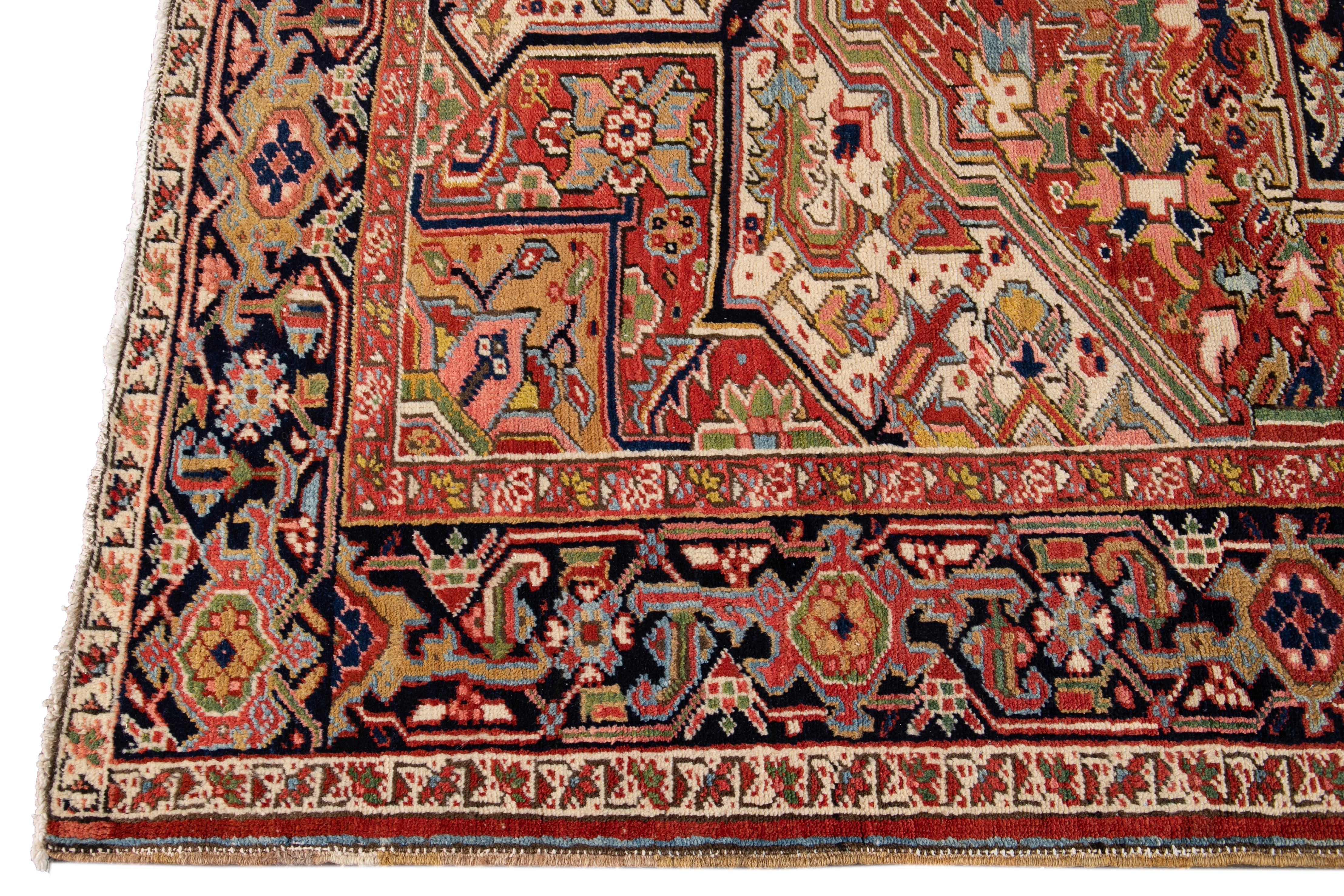 Early 20th Century Antique Heriz Wool Rug For Sale 3