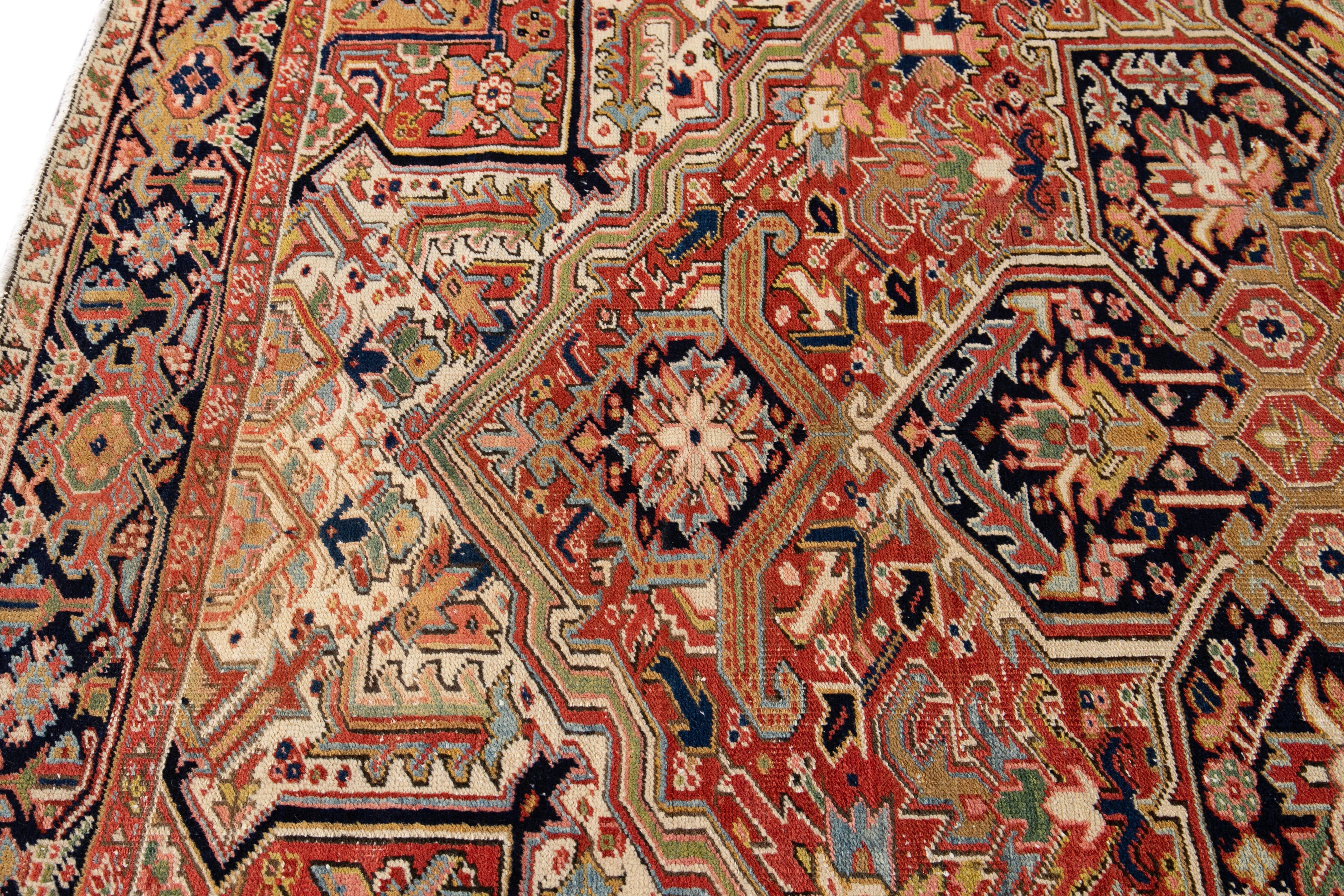 Early 20th Century Antique Heriz Wool Rug For Sale 5