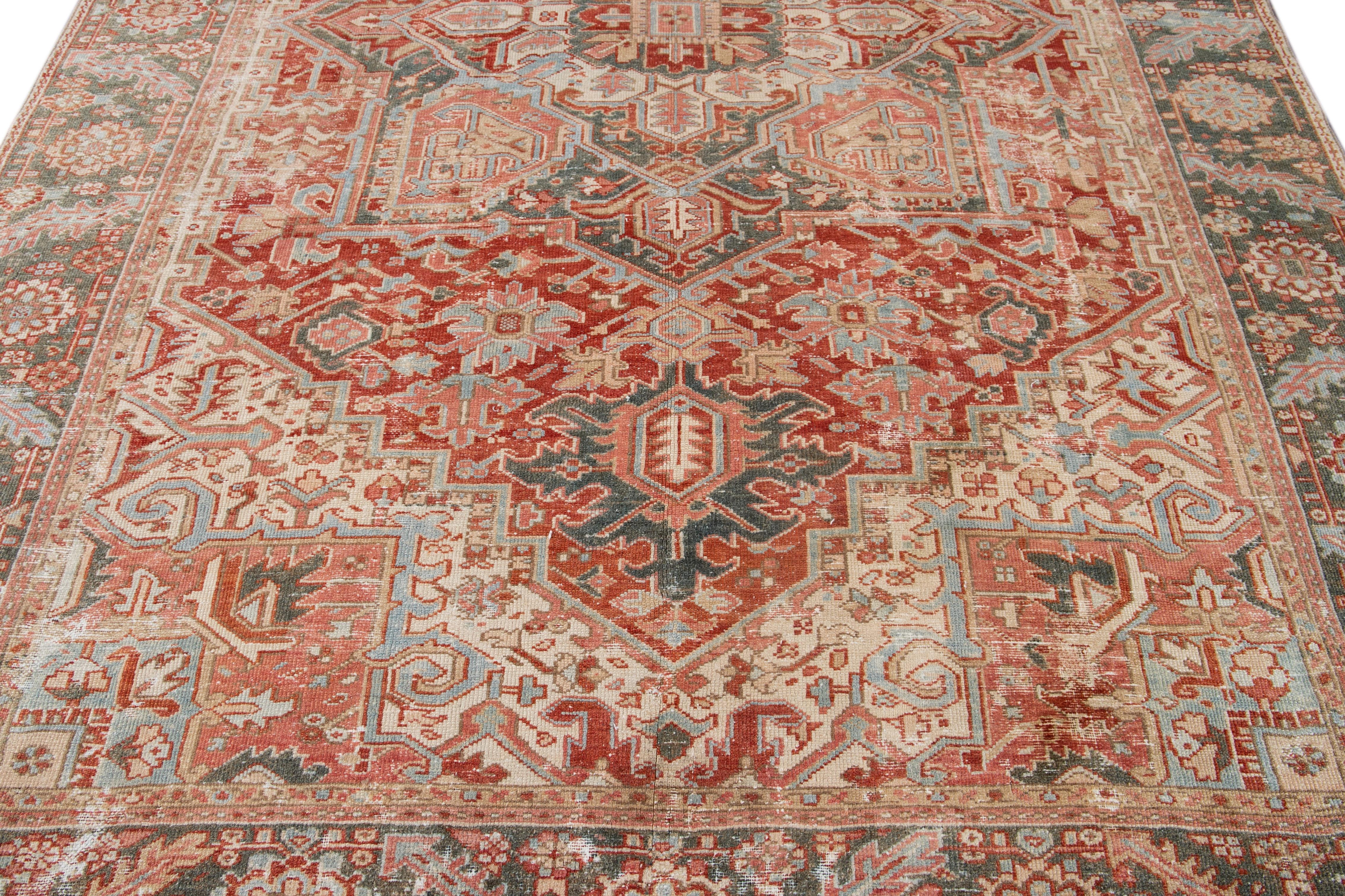 Early 20th Century Antique Heriz Wool Rug 8