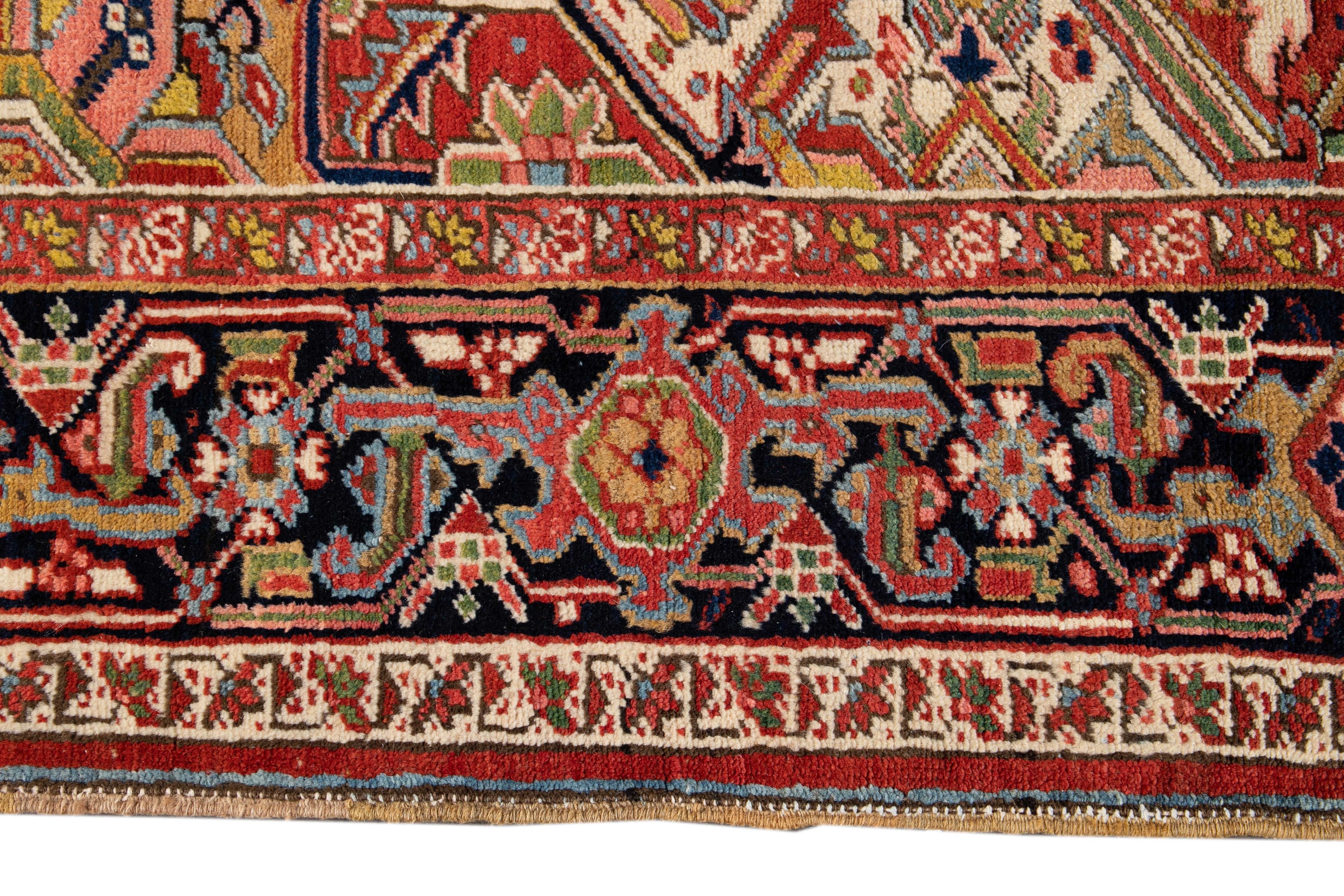 Persian Early 20th Century Antique Heriz Wool Rug For Sale