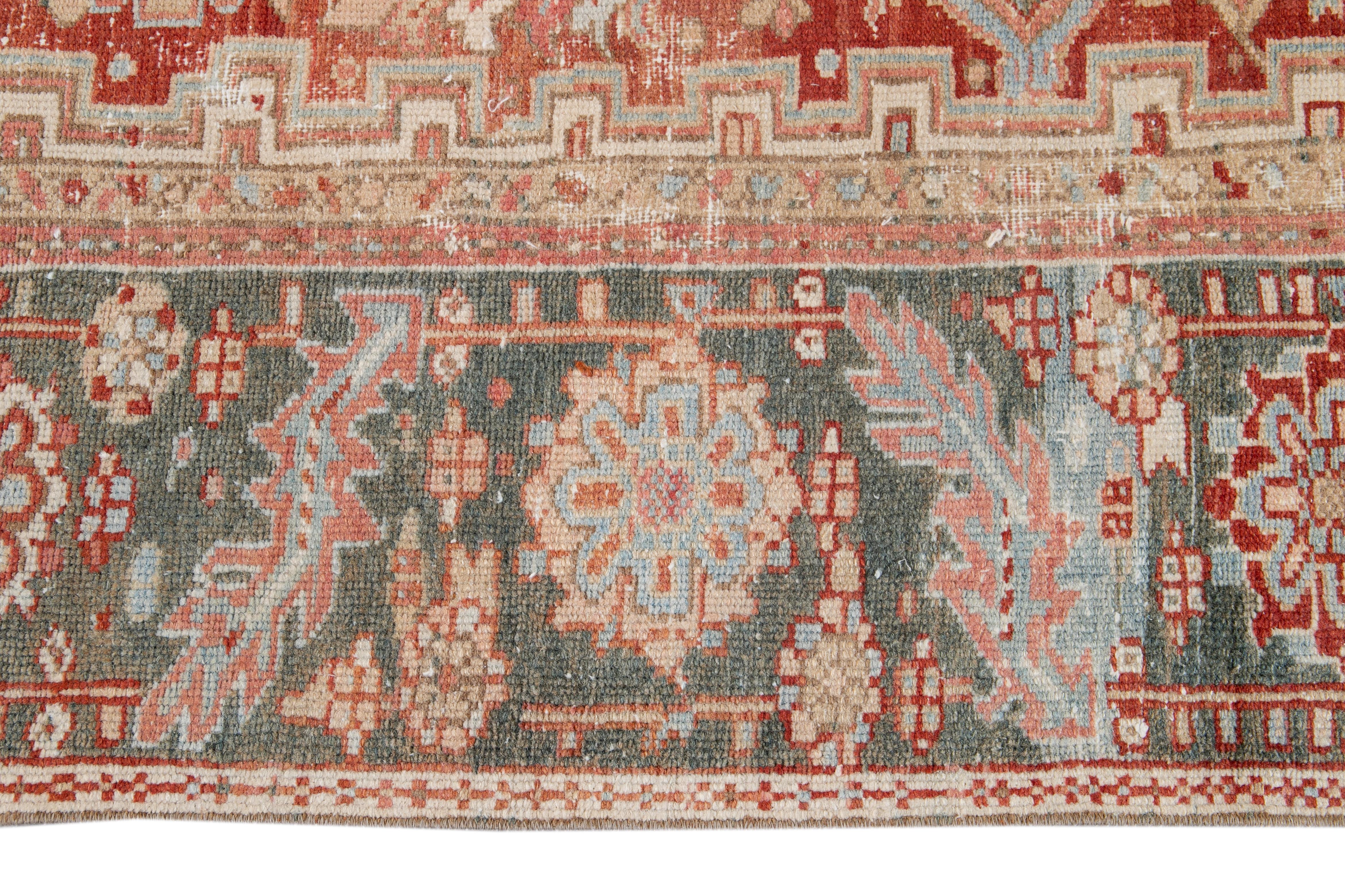 Hand-Knotted Early 20th Century Antique Heriz Wool Rug