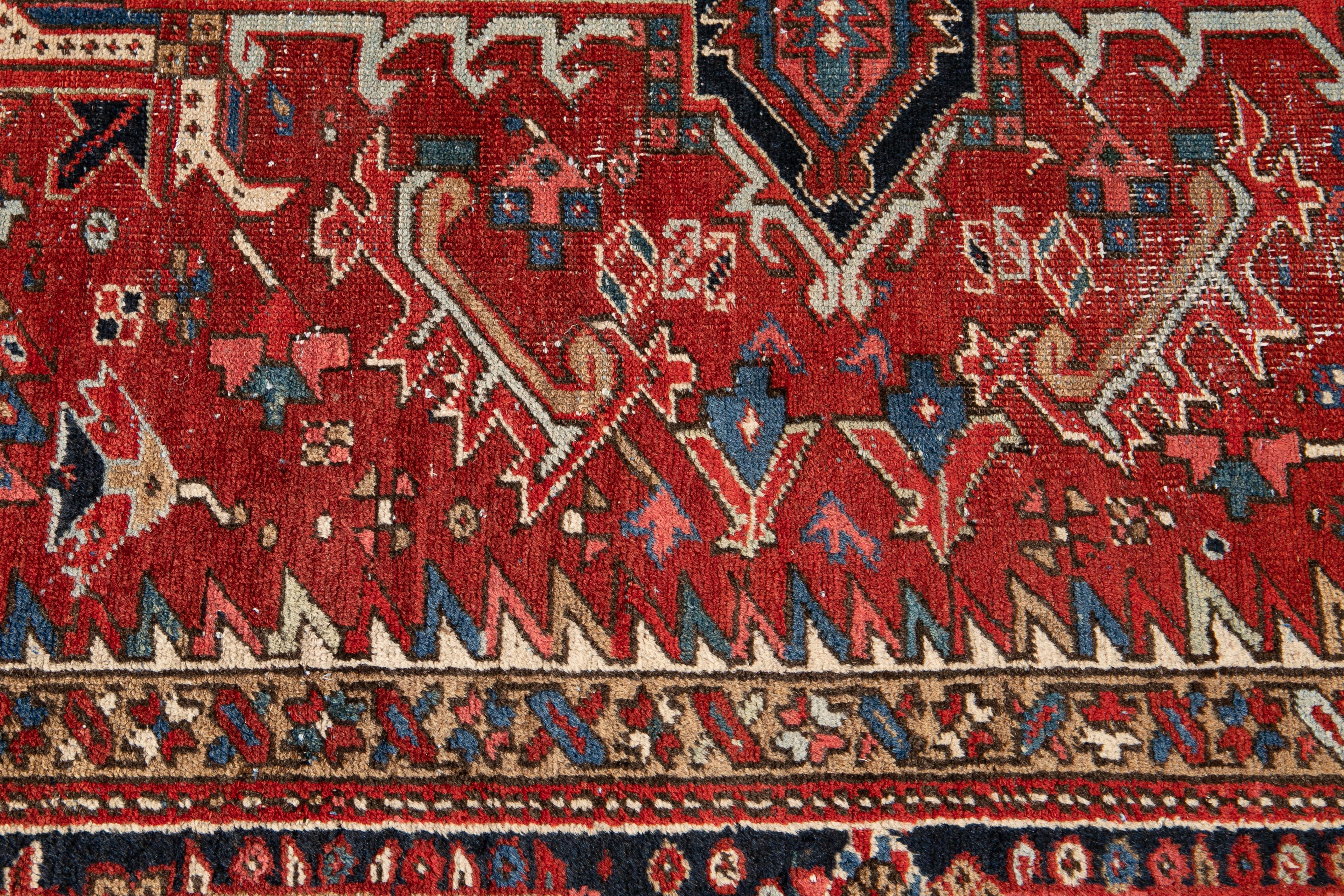 Early 20th Century Antique Heriz Wool Rug For Sale 2