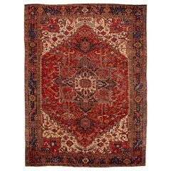 Early 20th Century Antique Heriz Wool Rug