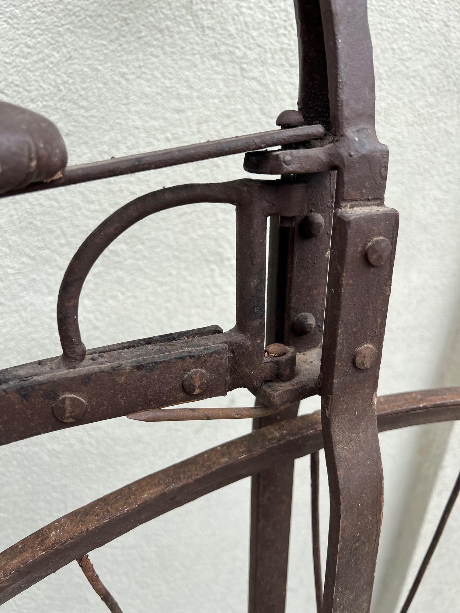 Iron Early 20th Century Antique High Wheel Bicycle  For Sale