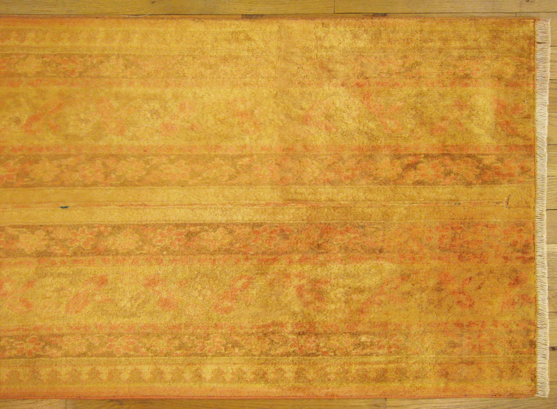 Hand-Knotted Antique Indian Agra Oriental Rug, in Small Runner Size, w/ Symmetrical Stripes For Sale