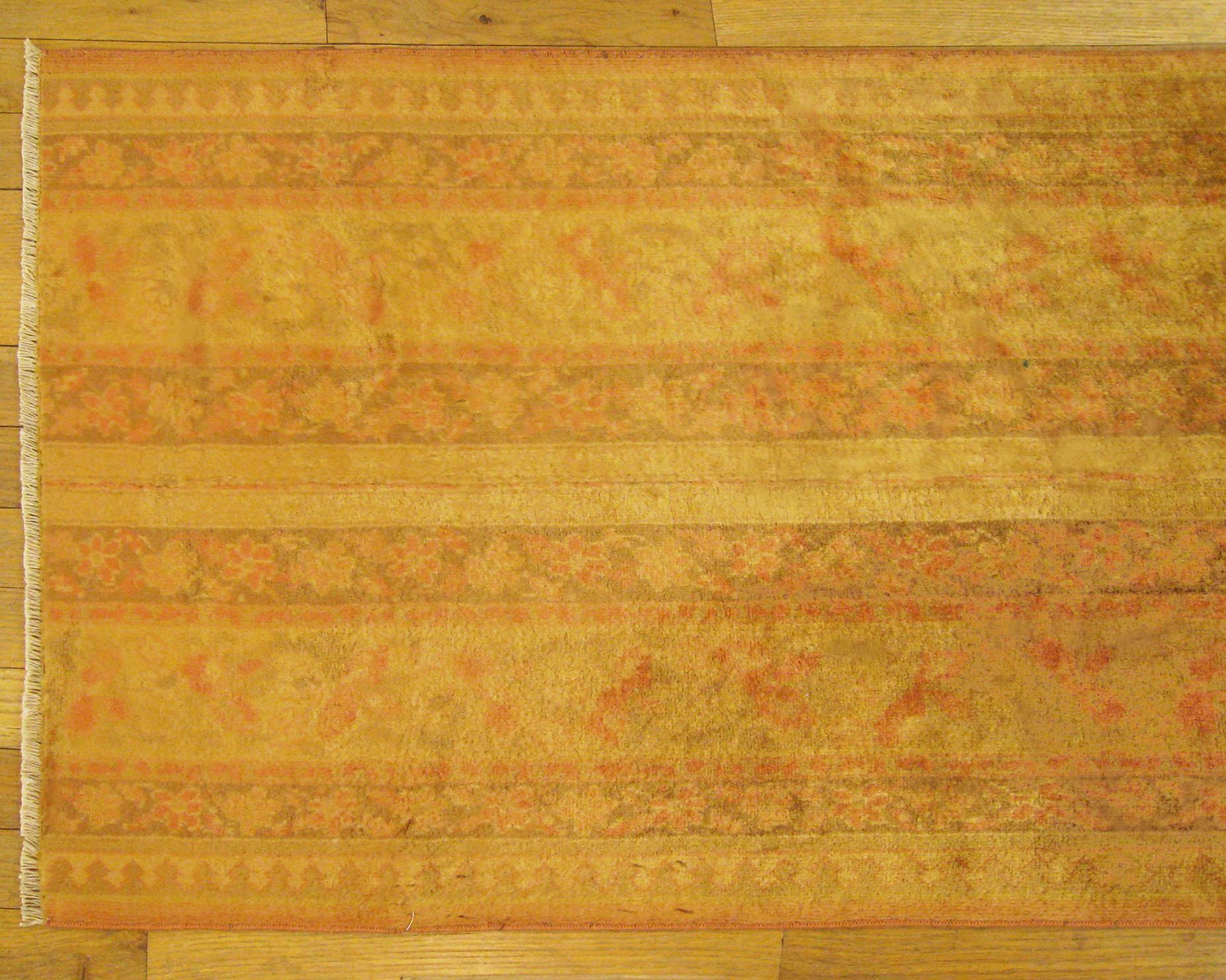 Antique Indian Agra Oriental Rug, in Small Runner Size, w/ Symmetrical Stripes In Good Condition For Sale In New York, NY