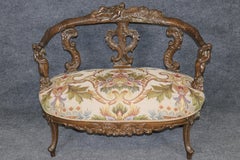 Early 20th Century Antique Italian Carved Figural Chair Settee