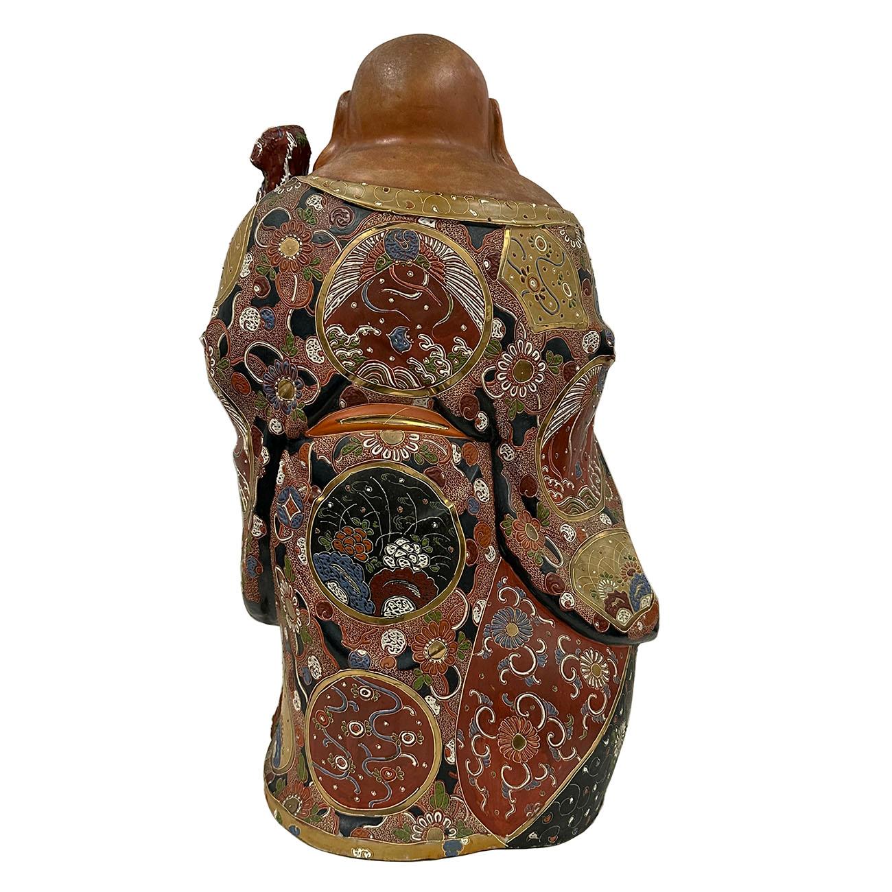 Antiker japanischer riesiger Kutani Hotei-Lachender Buddha aus dem frühen 20. Jahrhundert im Angebot 3