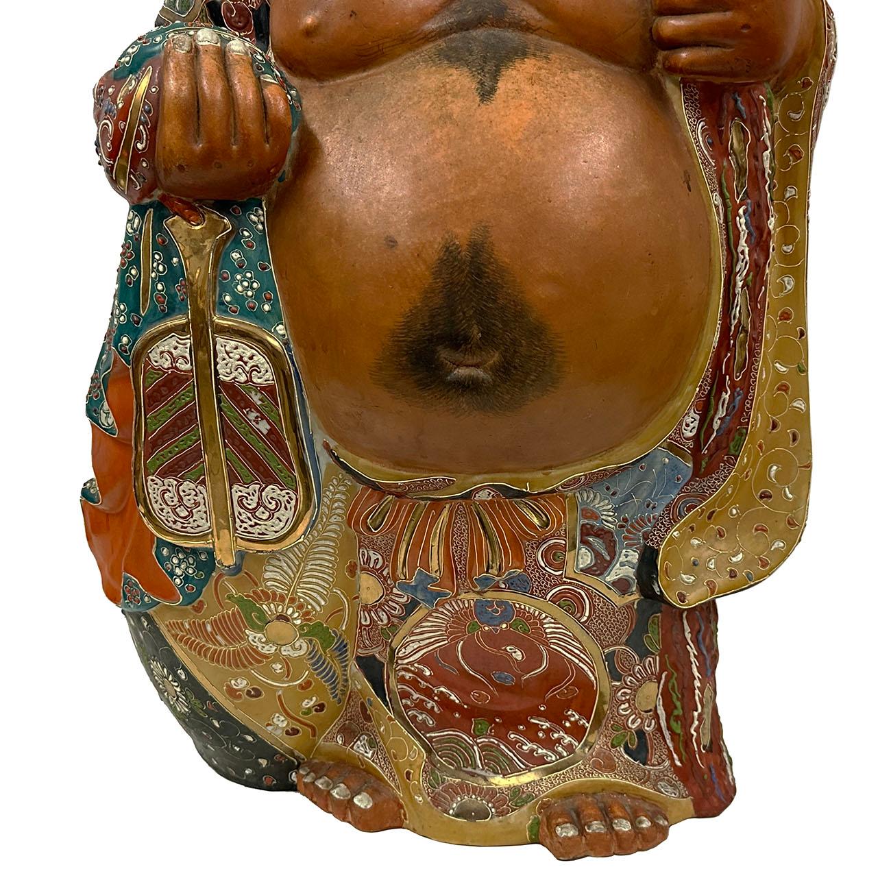 Antiker japanischer riesiger Kutani Hotei-Lachender Buddha aus dem frühen 20. Jahrhundert (Chinesischer Export) im Angebot
