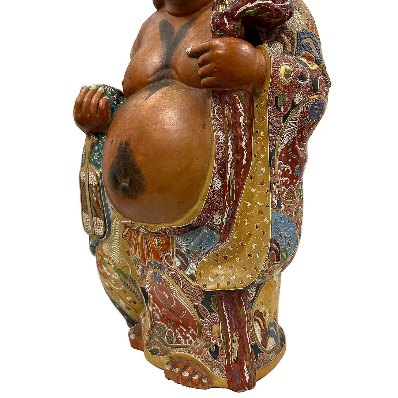 Antiker japanischer riesiger Kutani Hotei-Lachender Buddha aus dem frühen 20. Jahrhundert im Angebot 2