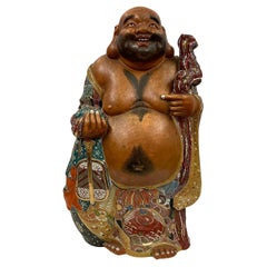 Early 20th Century Antique Japanese Huge Kutani Hotei Laughing Buddha