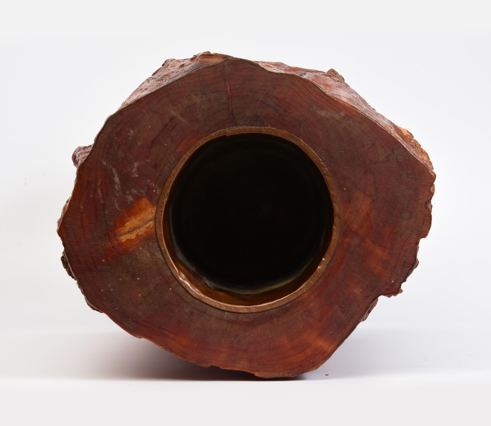 Antico vaso giapponese di grandi dimensioni in legno di radica per pennelli, primi anni del XX secolo in vendita 7