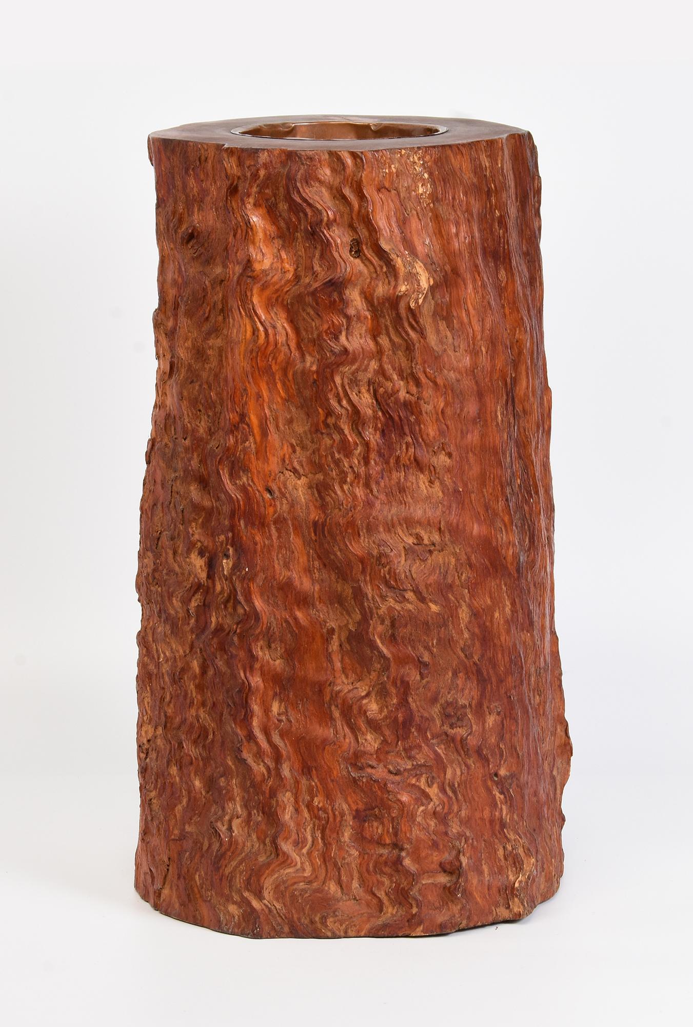 Antico vaso giapponese di grandi dimensioni in legno di radica per pennelli, primi anni del XX secolo in vendita 1