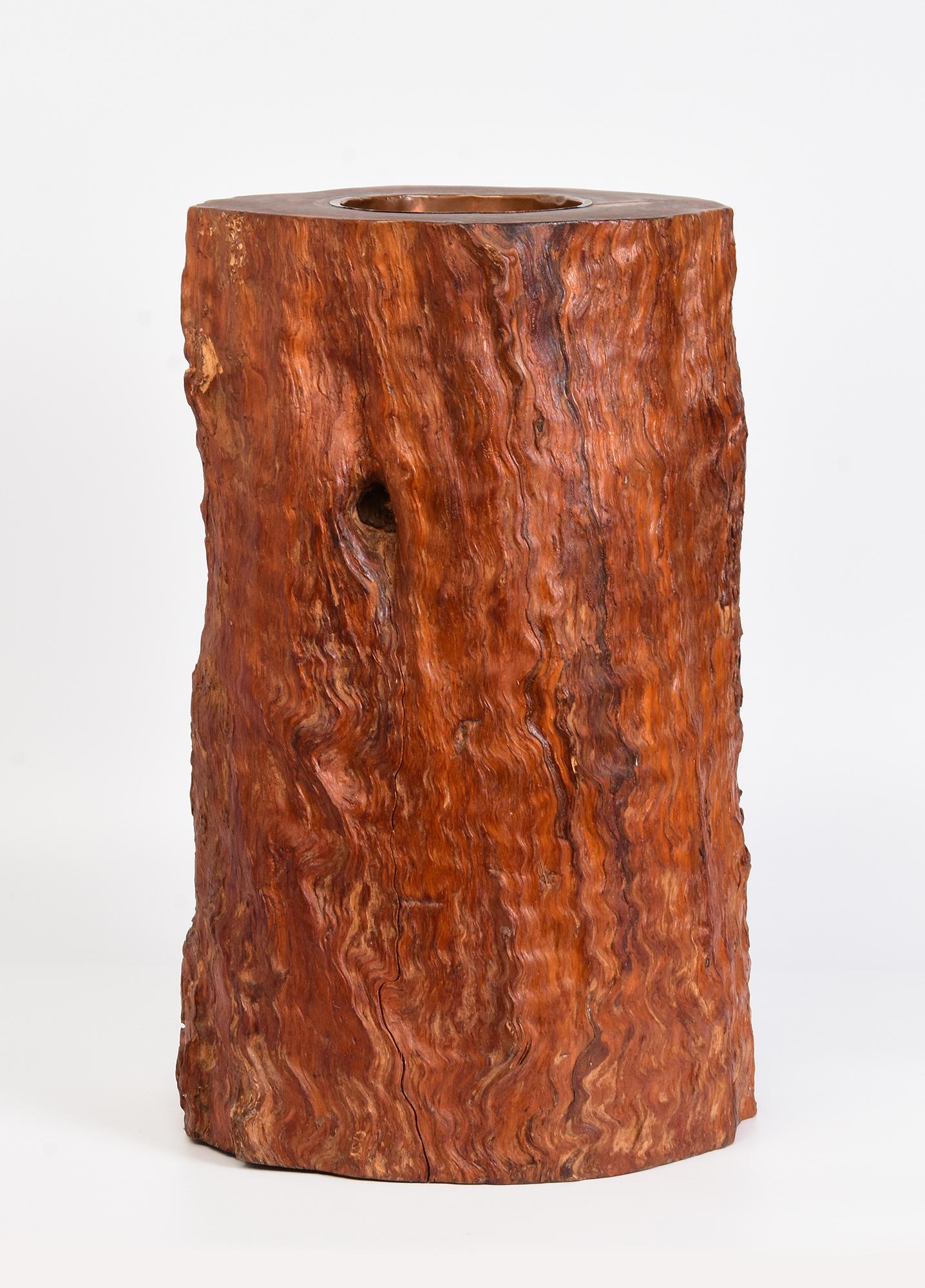 Antico vaso giapponese di grandi dimensioni in legno di radica per pennelli, primi anni del XX secolo in vendita 3