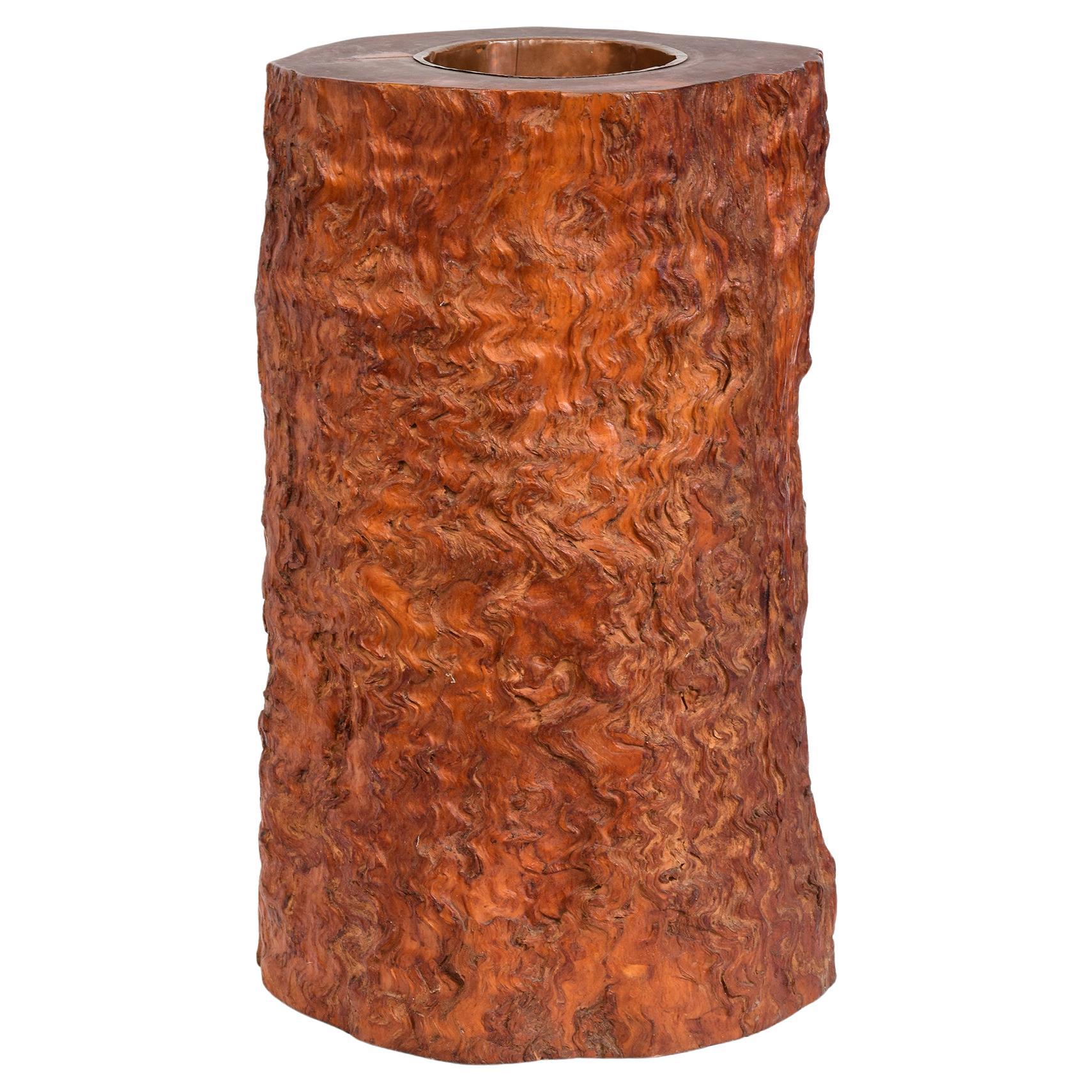 Début du 20e siècle, Grand pot à brosse savante en bois de ronce japonais ancien