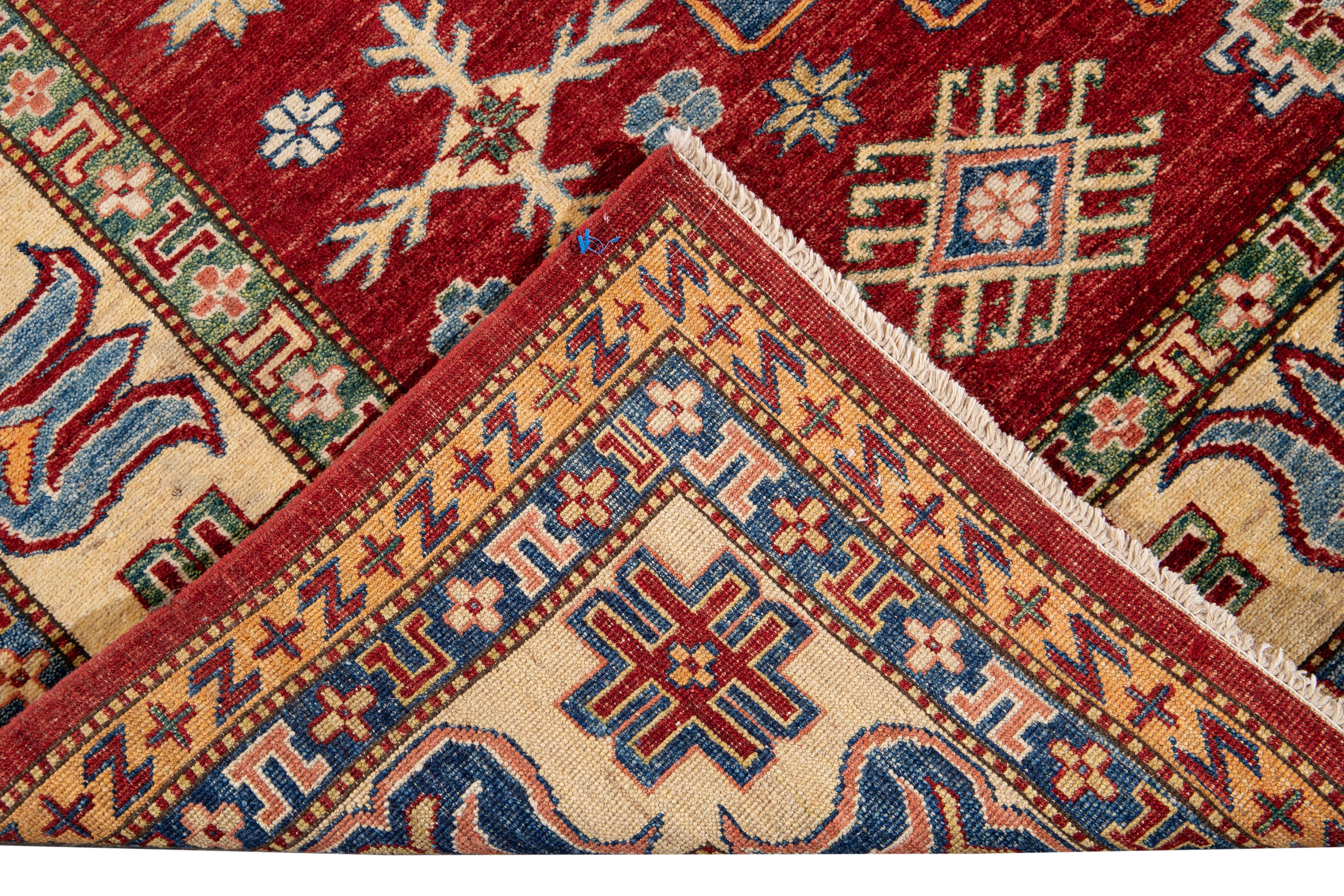 Early 20th Century Antique Kazak Wool Rug For Sale 5