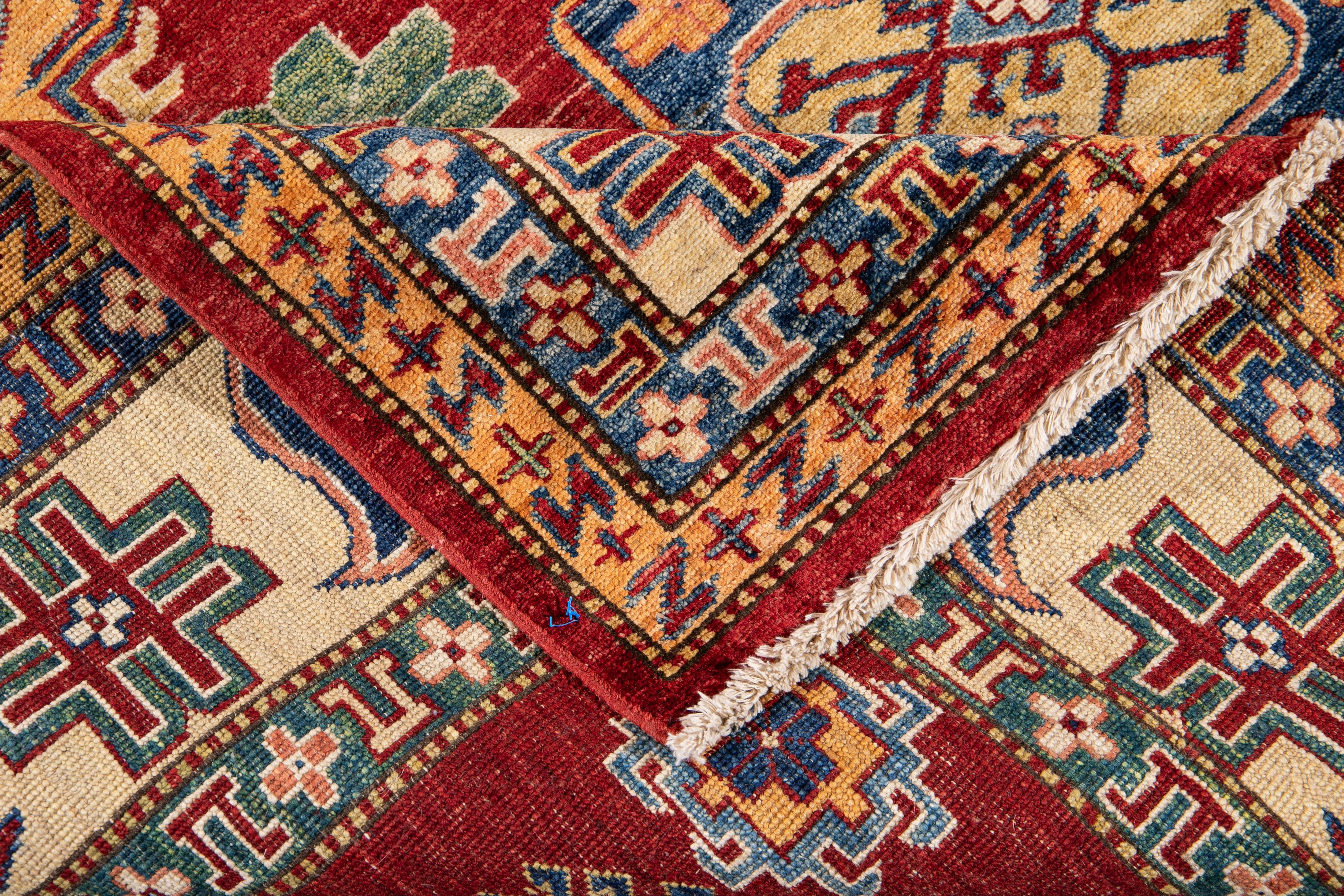 Early 20th Century Antique Kazak Wool Rug For Sale 6