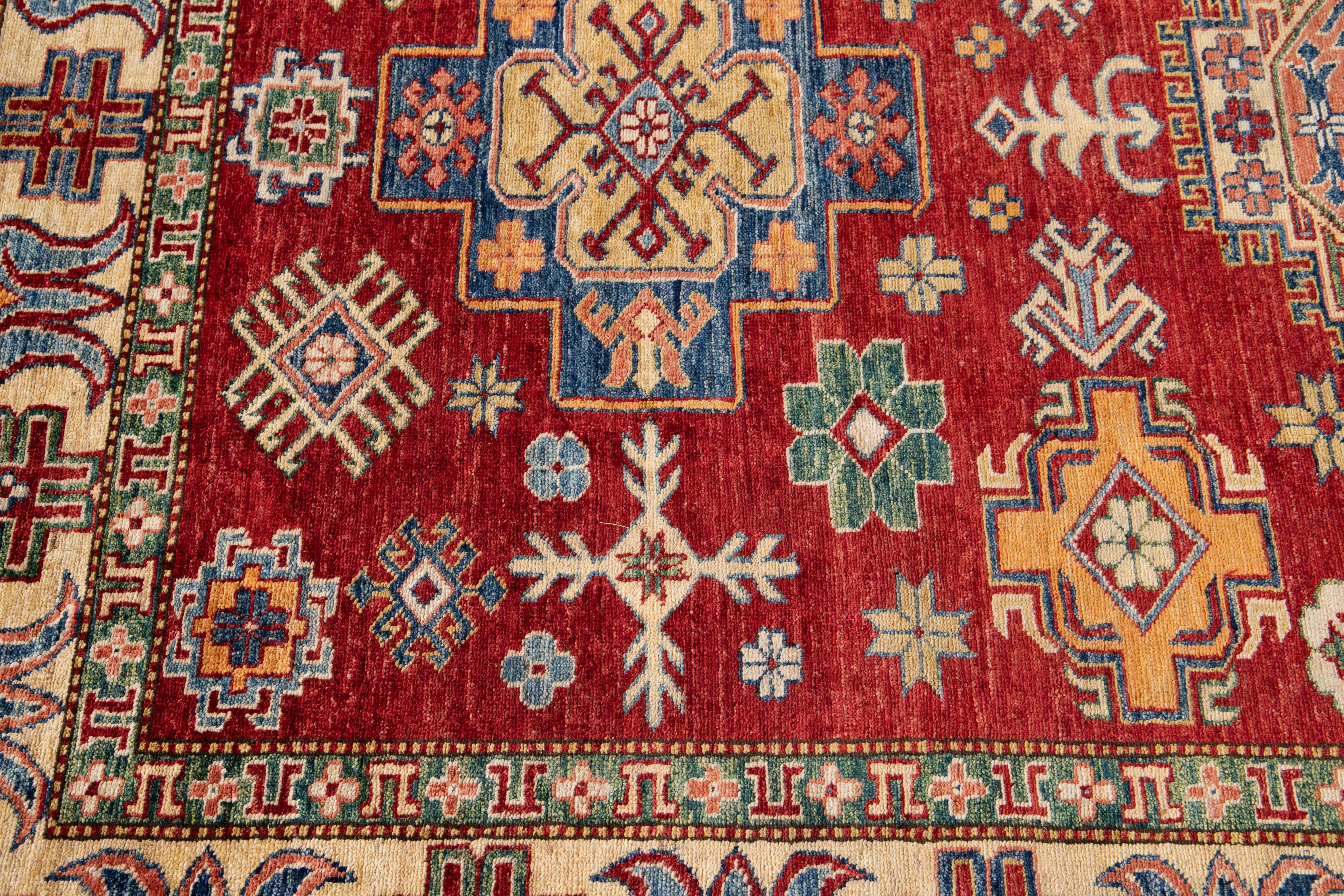 Early 20th Century Antique Kazak Wool Rug For Sale 1