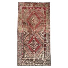 Early 20th Century Antique Khotan Hand Knotted Wool Rug, with Pink Abrash, 1910