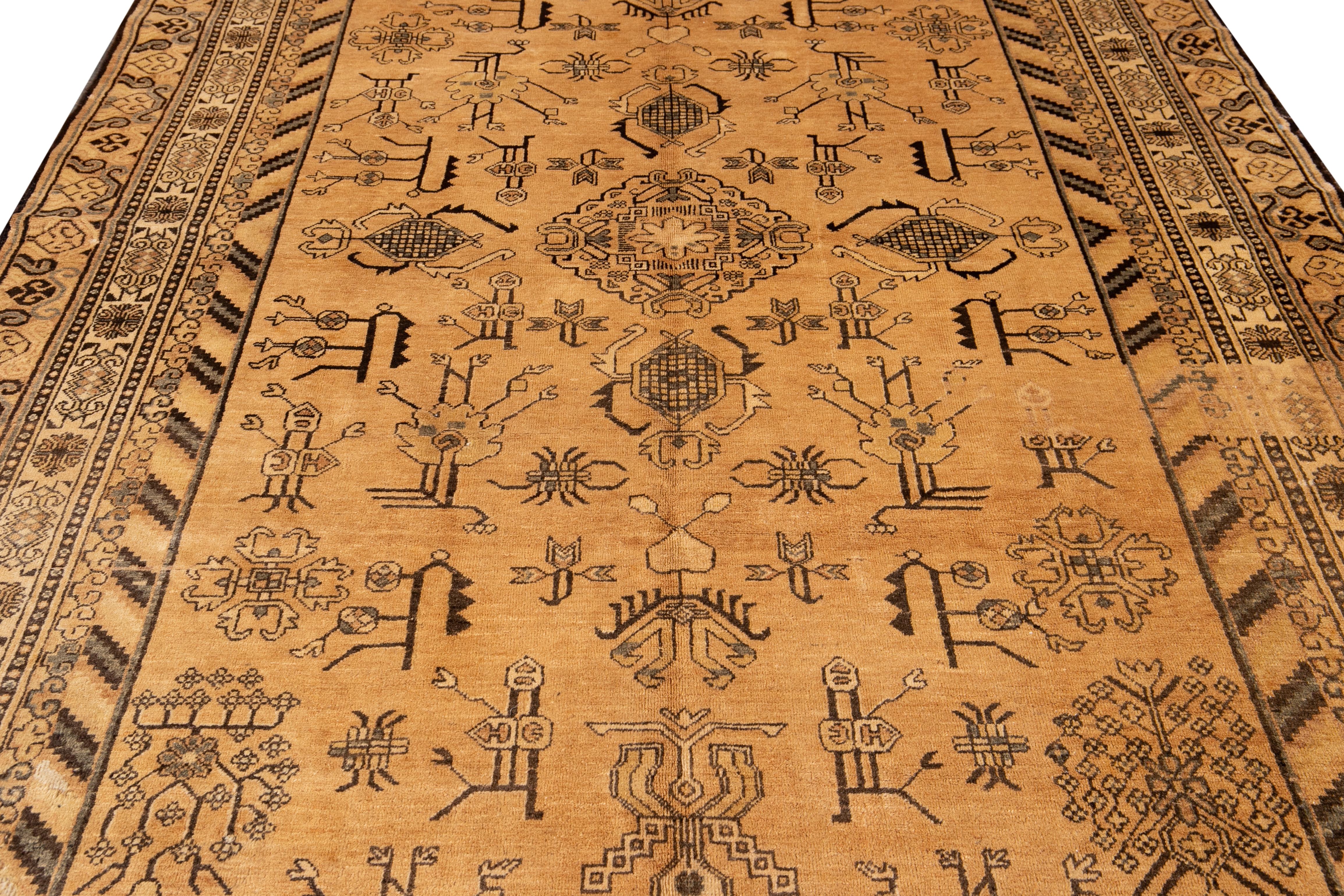 Wool Early 20th Century Antique Khotan Rug For Sale