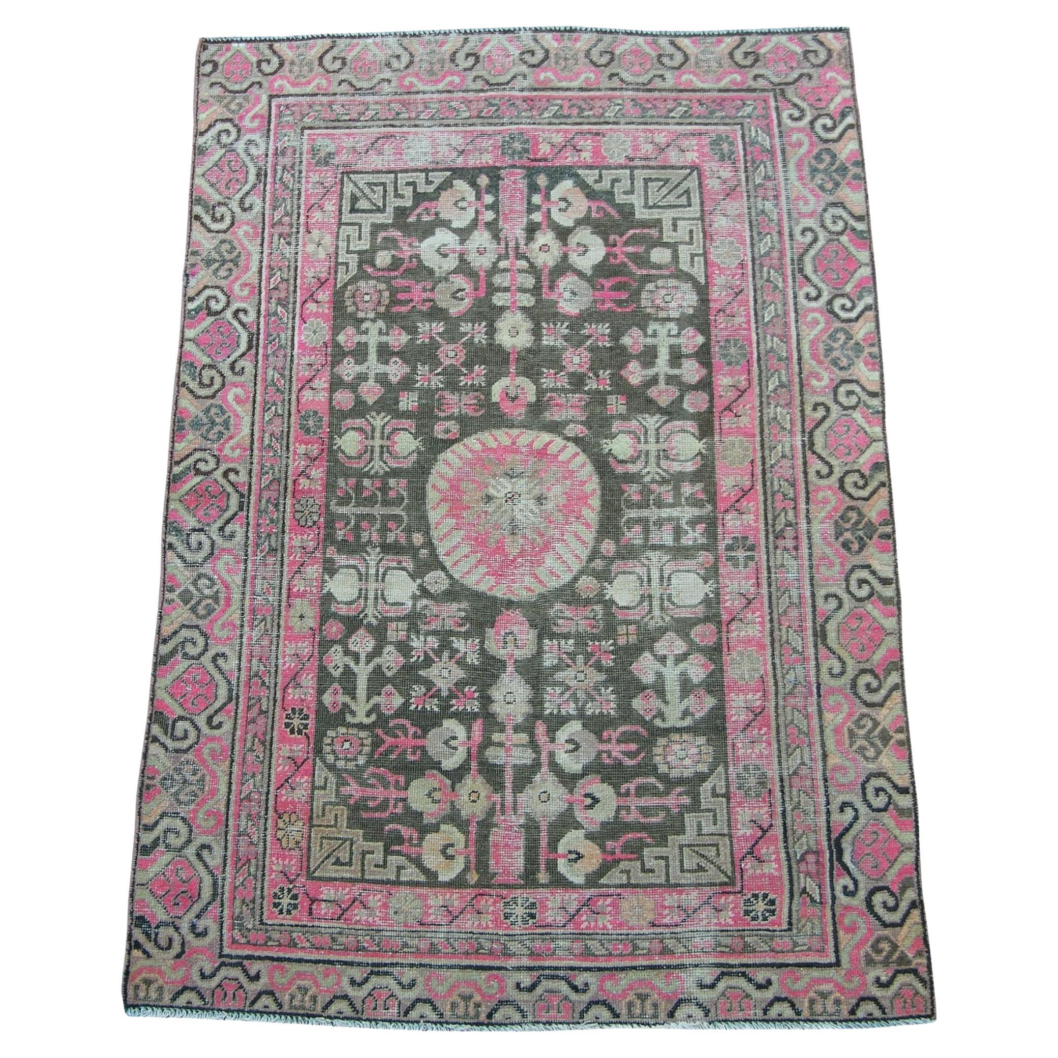 Early 20th Century Antique Khotan Samarkand Rug For Sale