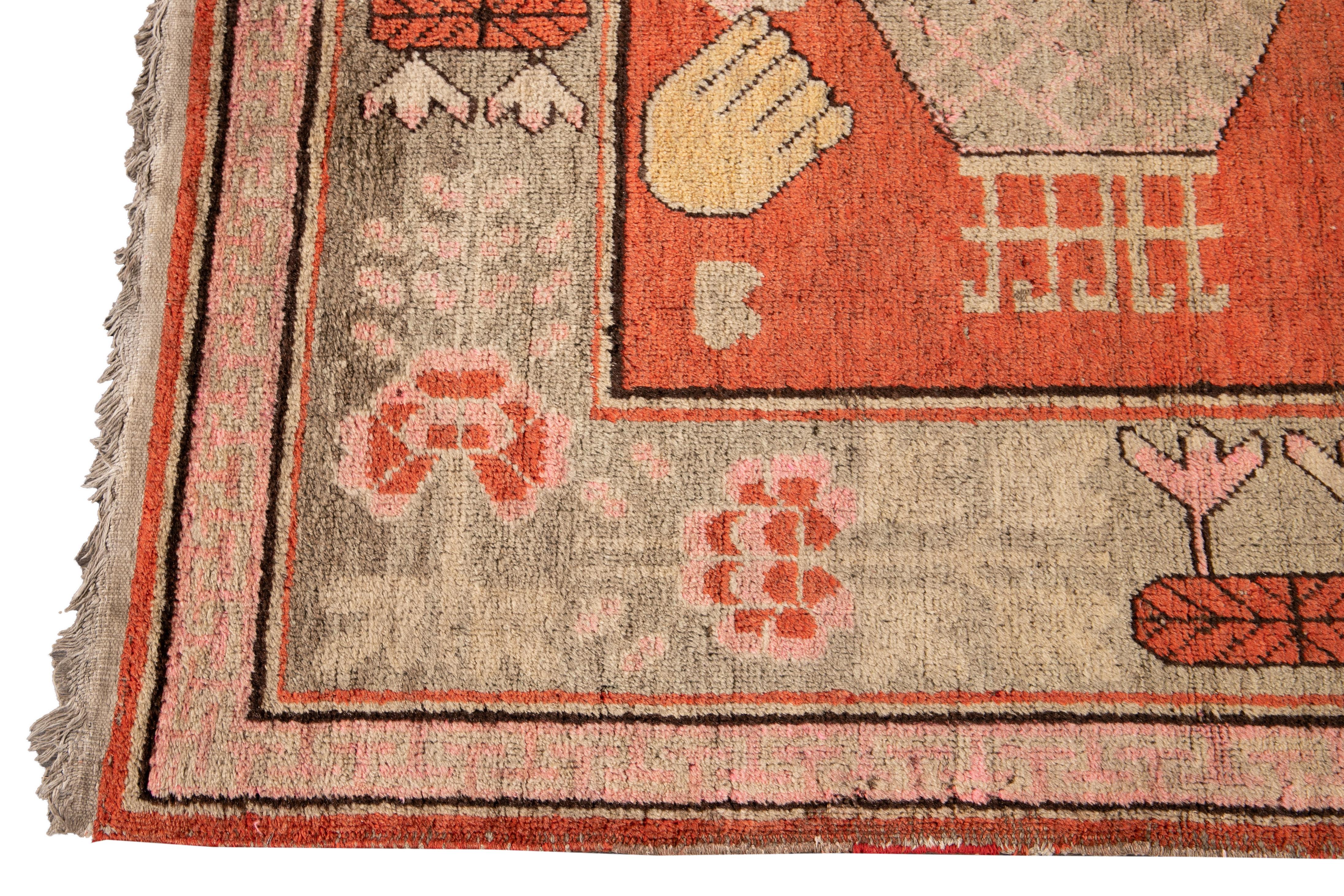 Early 20th Century Antique Khotan Scatter Wool Rug For Sale 1
