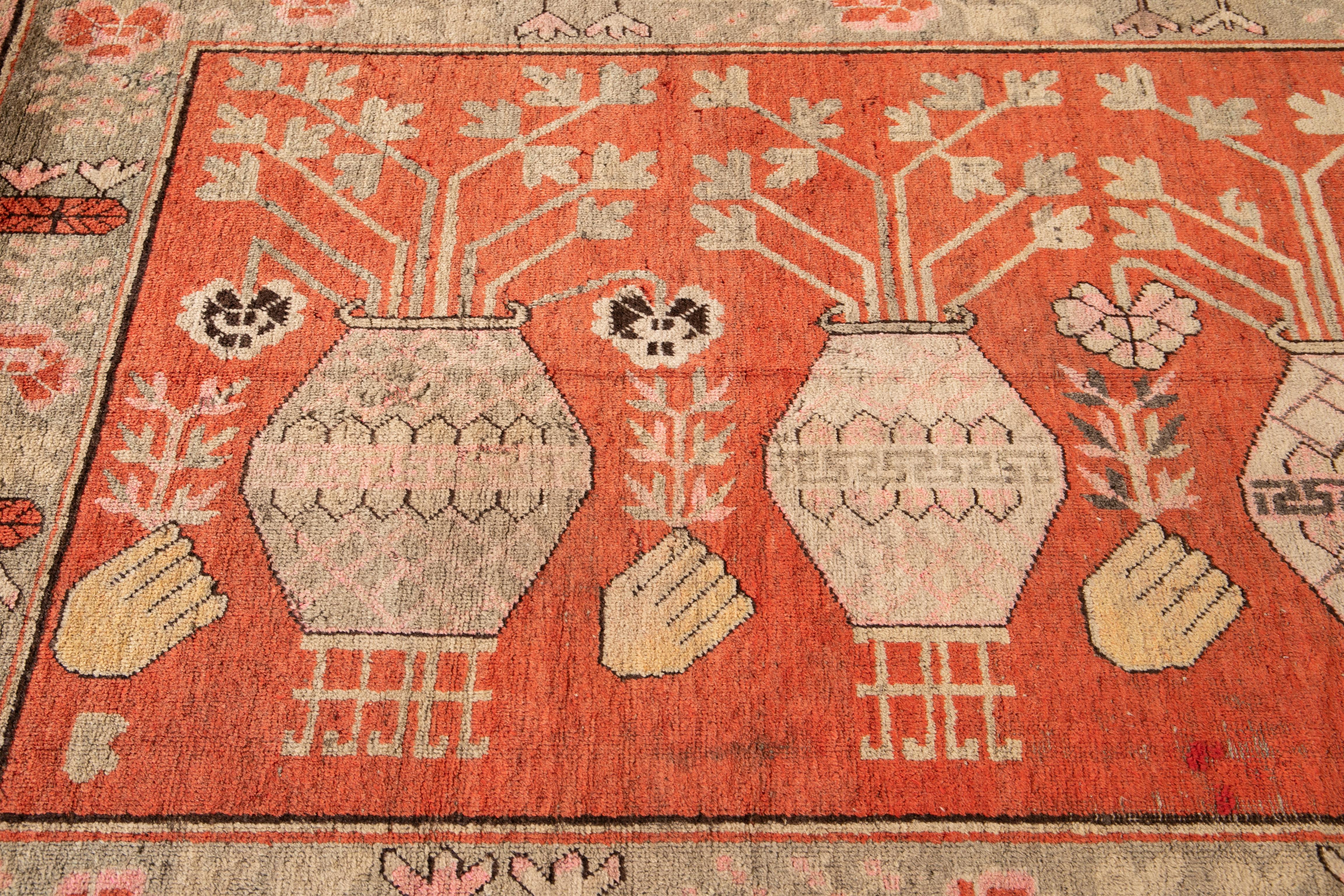 Early 20th Century Antique Khotan Scatter Wool Rug For Sale 3