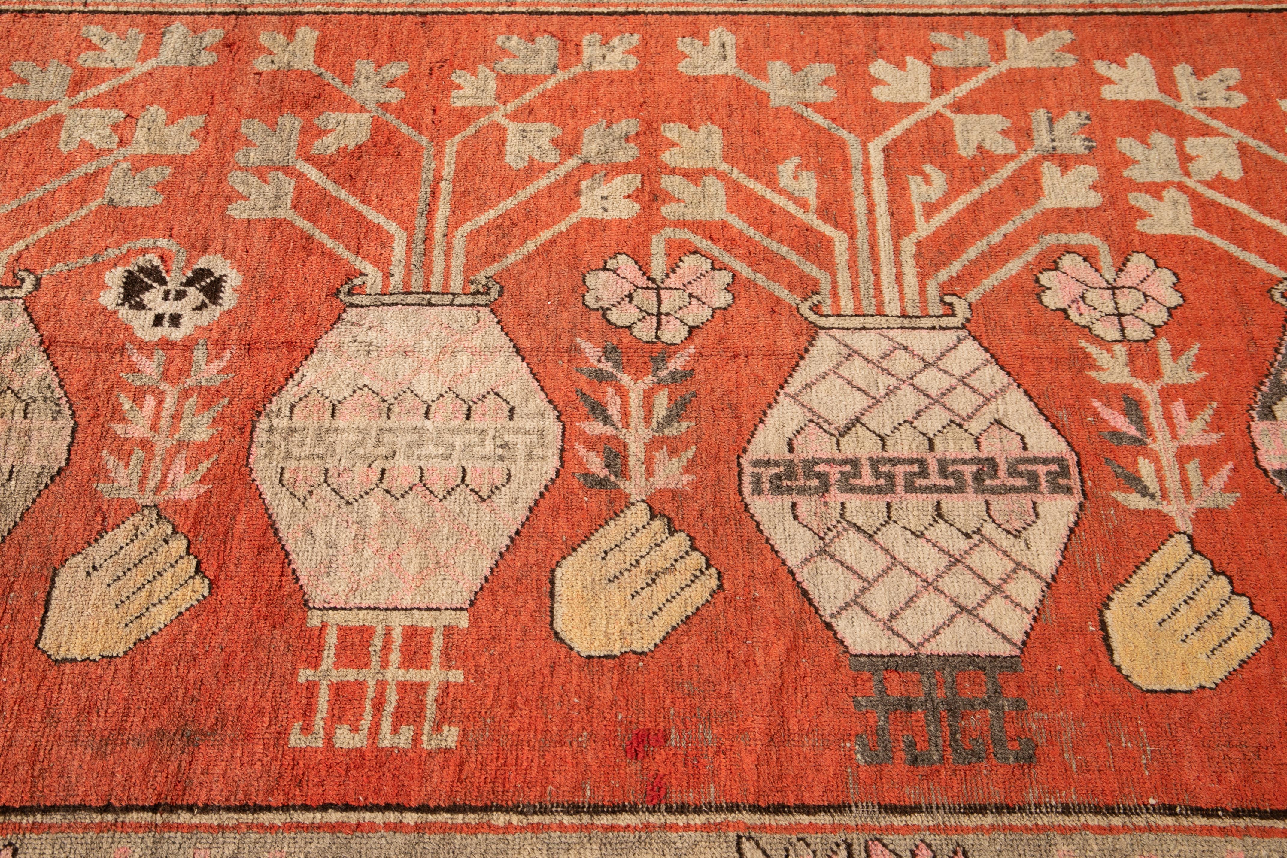 Early 20th Century Antique Khotan Scatter Wool Rug For Sale 4