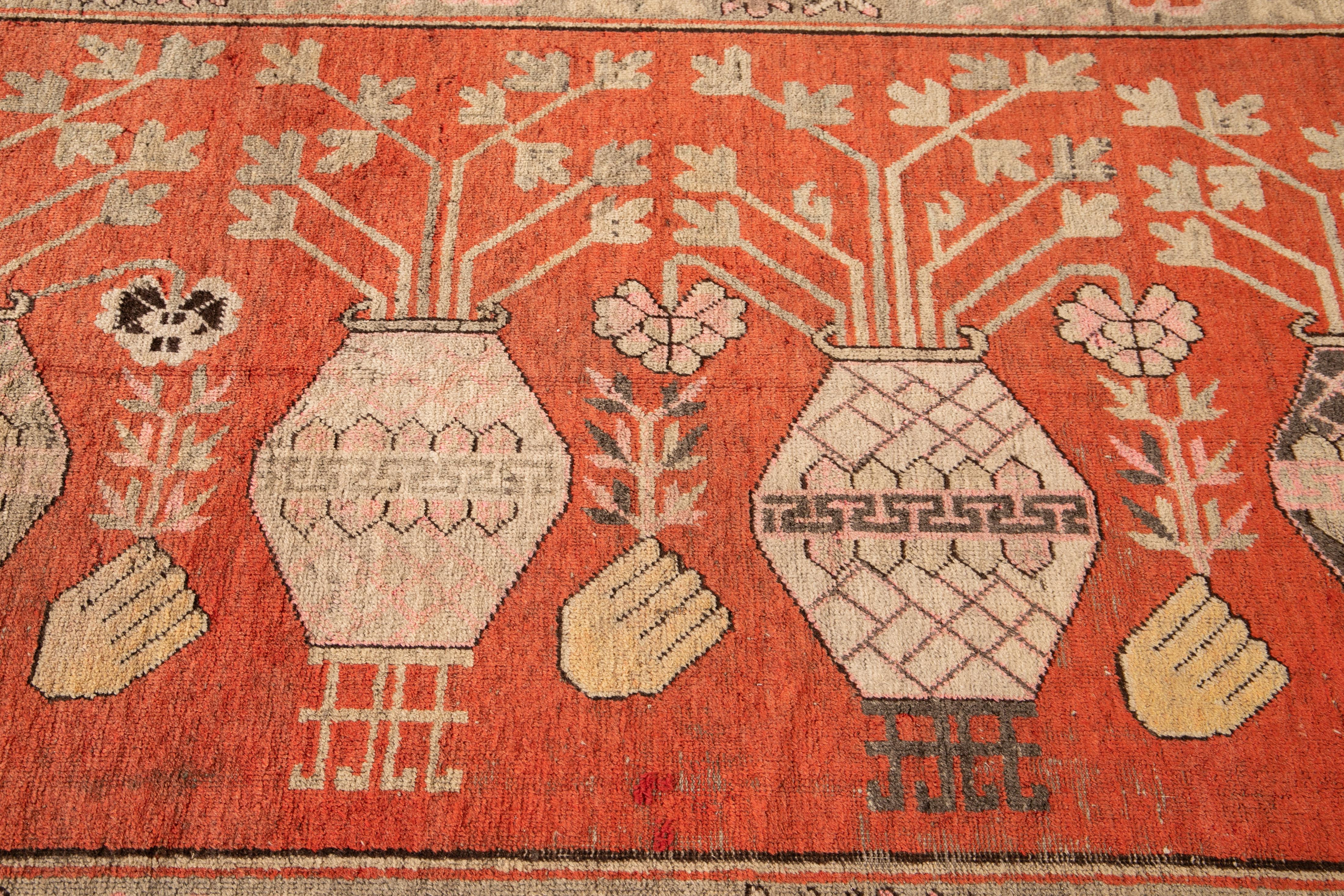 Early 20th Century Antique Khotan Scatter Wool Rug For Sale 7
